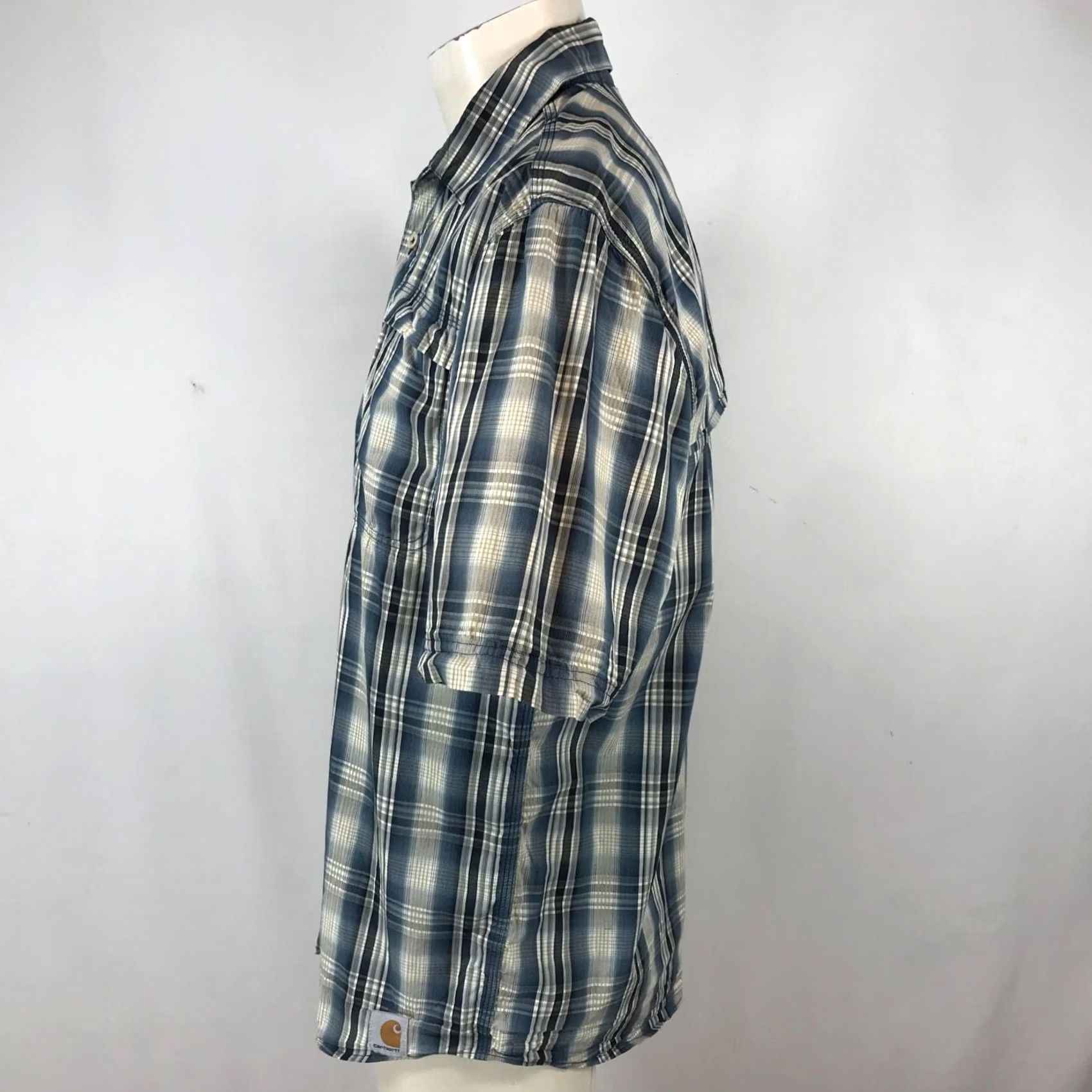Carhartt CARHARTT Mens Medium Blue Plaid Short Sleeve Button Up Collared Shirt Size US M / EU 48-50 / 2 - 4 Thumbnail