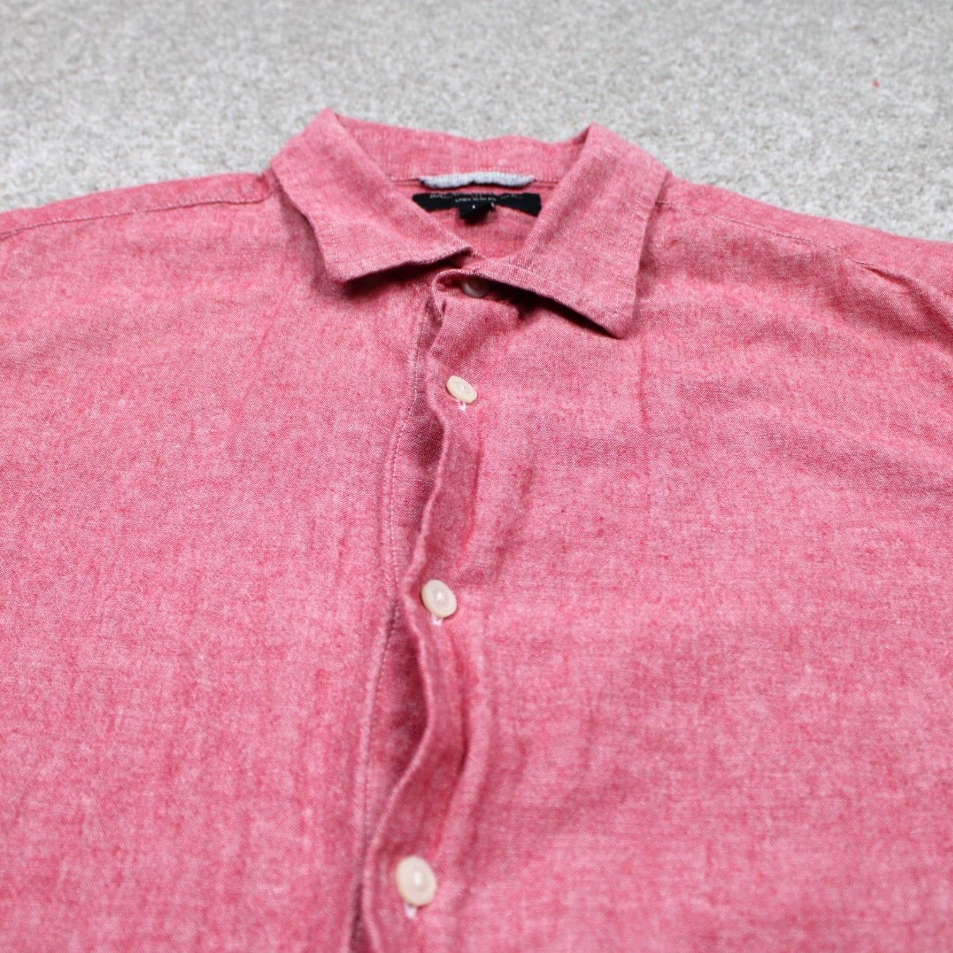 Banana Republic Banana Republic Shirt Mens Large Red Linen/Cotton Blend Button-Up Slim Fit L/S Collared Short/Long Sleeve Size US L / EU 52-54 / 3 - 4 Thumbnail
