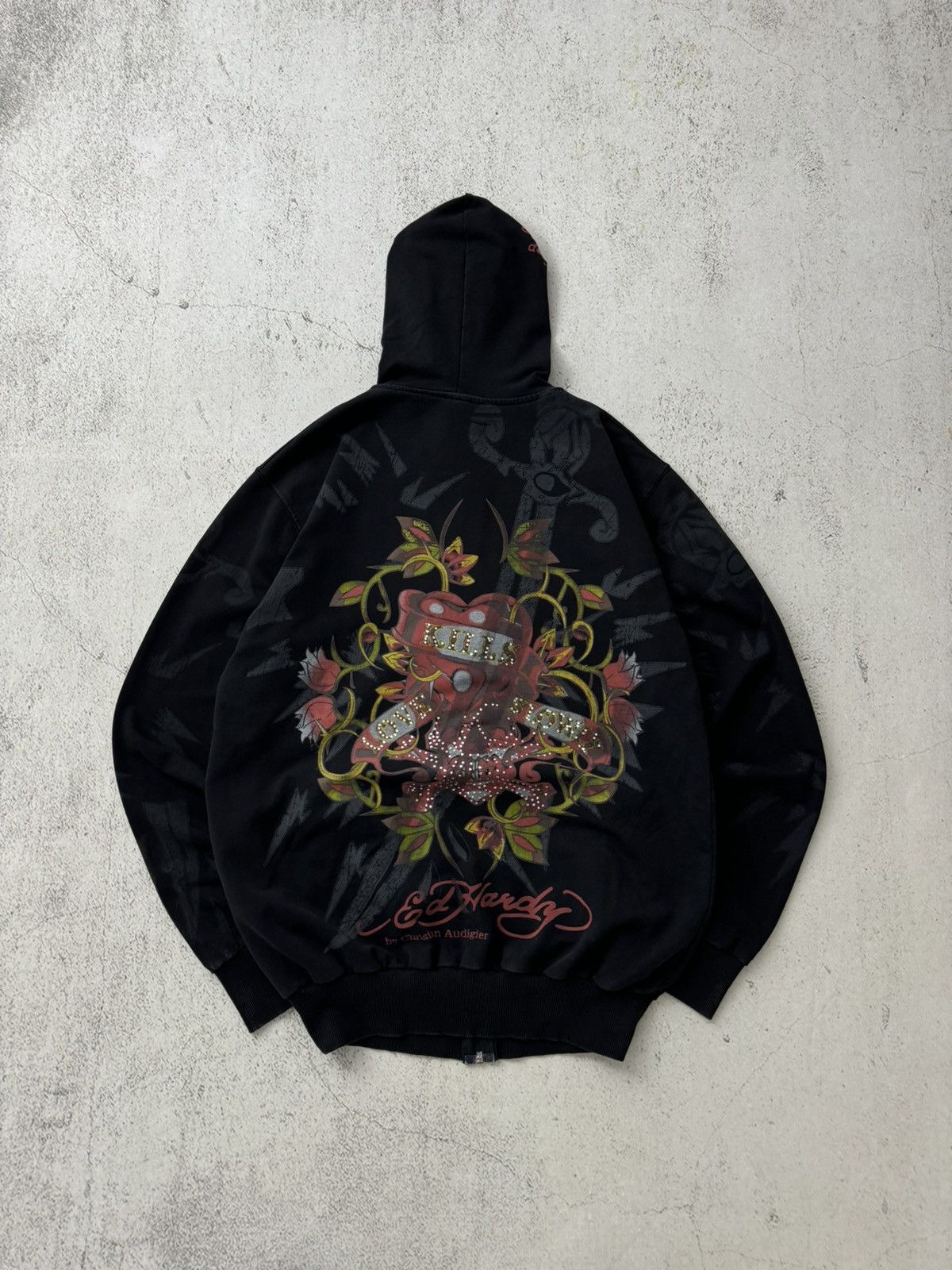 Christian Audigier × Ed Hardy × Vintage Ed Hardy Christian Audigier Y2K Vintage Zip Hoodie Size US S / EU 44-46 / 1 - 1 Thumbnail