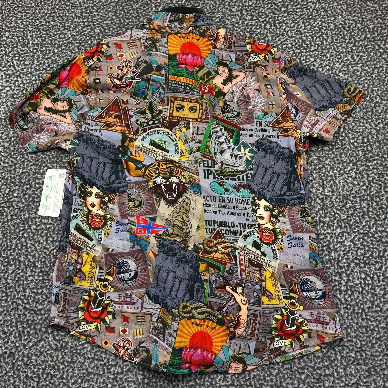 Guess Guess Button Up Shirt Men Tattoo Nautical Hawaiian New L Size US L / EU 52-54 / 3 - 2 Thumbnail