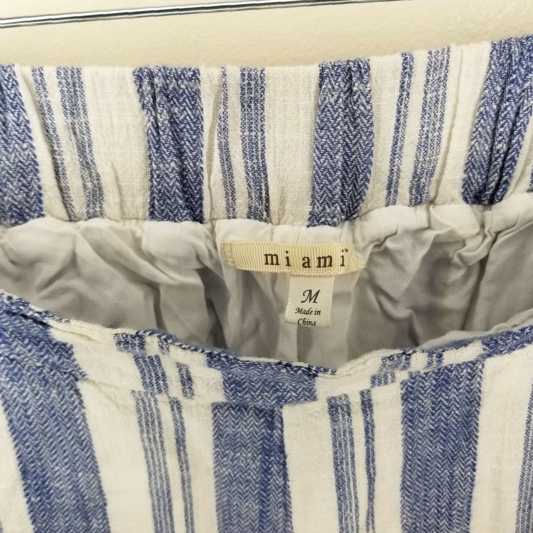 Vintage Miami Women’s Pants Striped Elastic Waist Loose Medium Blue White Size 32" / US 10 / IT 46 - 3 Thumbnail