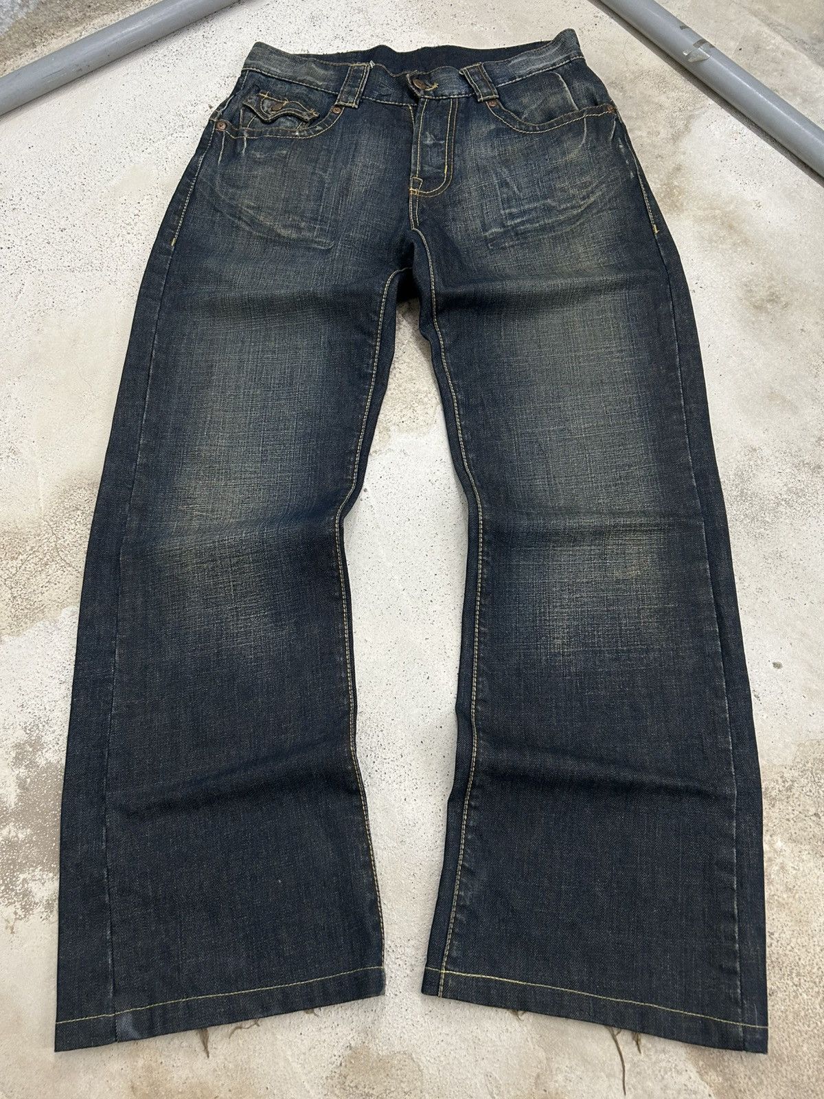 Le Grande Bleu (L.G.B.) Vintage Baggy Jeans Bonaventure Brand Mud Washed Size US 31 - 1 Thumbnail