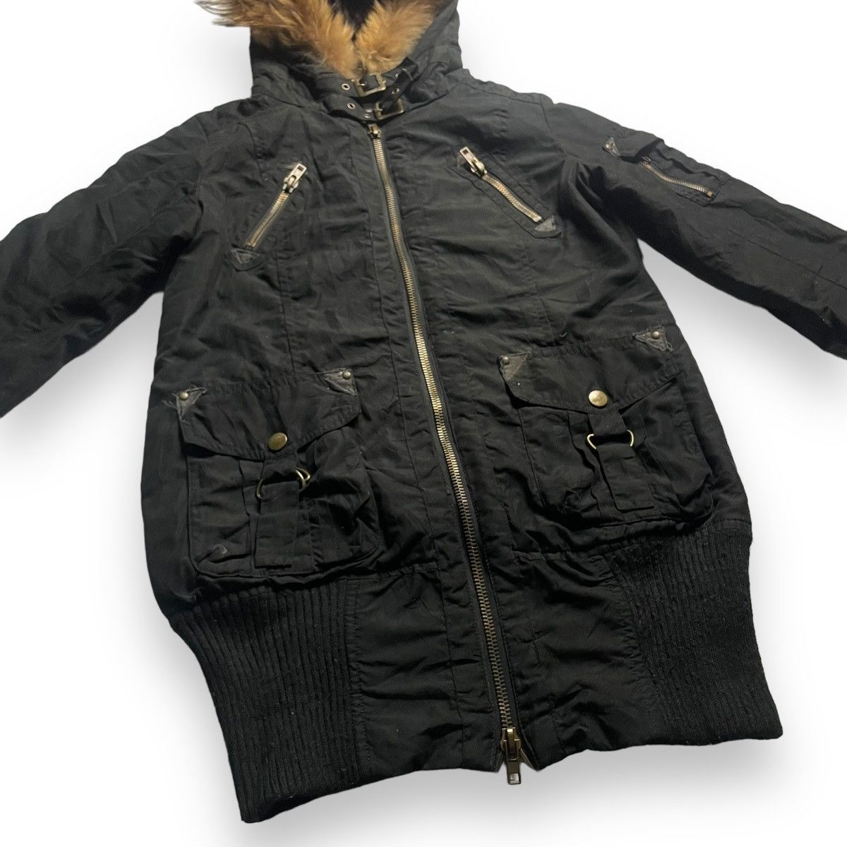 If Six Was Nine EMSEXCITE BONDAGE PUNK GOTHIC 5 POCKETS FUR HOODIE JACKET Size US M / EU 48-50 / 2 - 5 Thumbnail