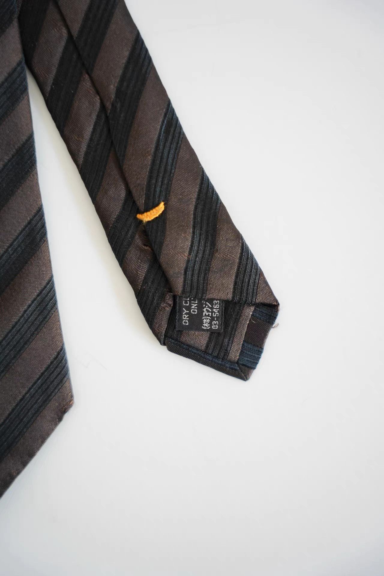 Yohji Yamamoto Yohji Yamamoto Black & Brown Striped Silk Tie K4 Size ONE SIZE - 3 Thumbnail