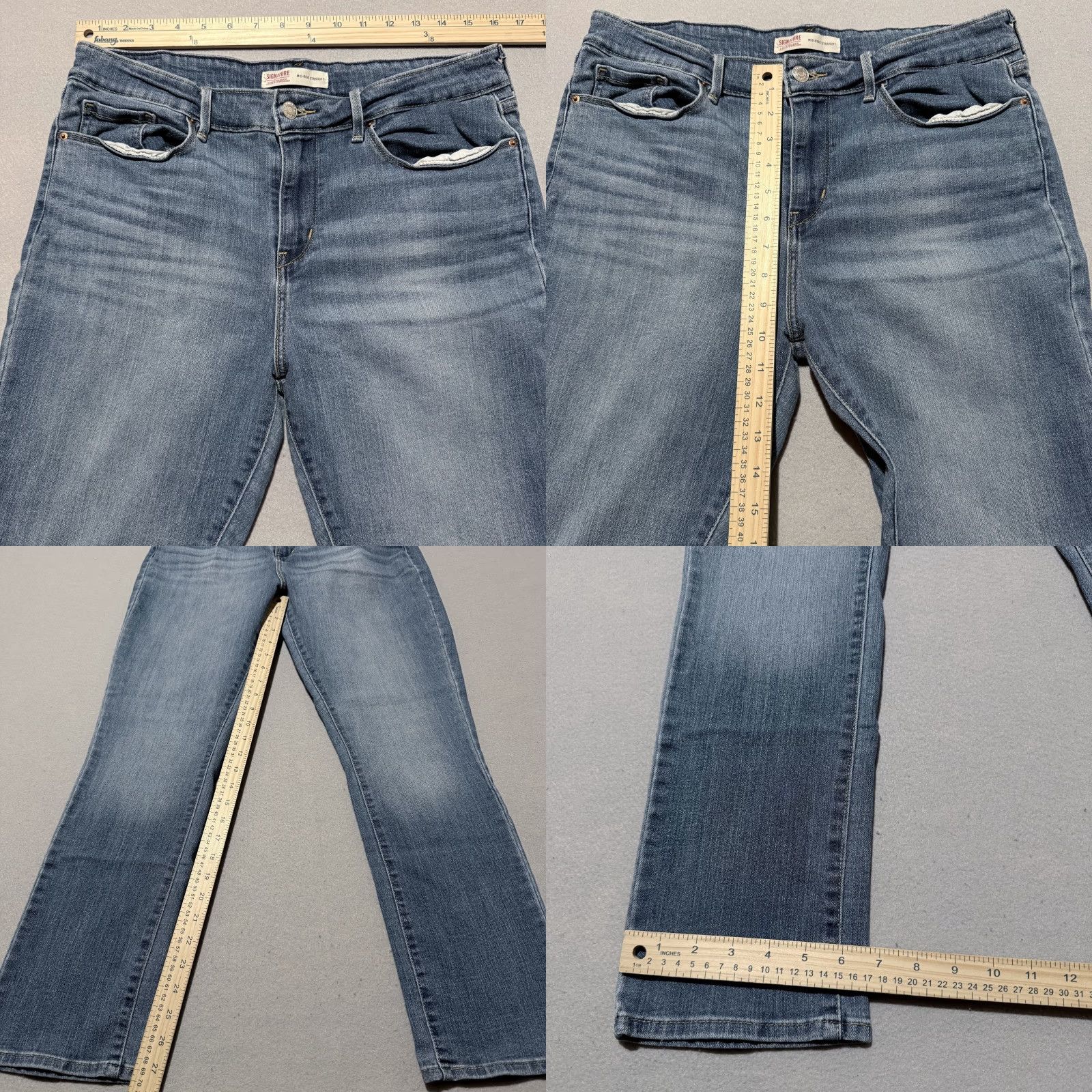 Levi's VINTAGE Signature by Levi's Strauss & Co. Mid Rise Straight Jeans Women Blue 14S 90s Mens Womens Size 36" / US 14 / IT 50 - 9 Thumbnail