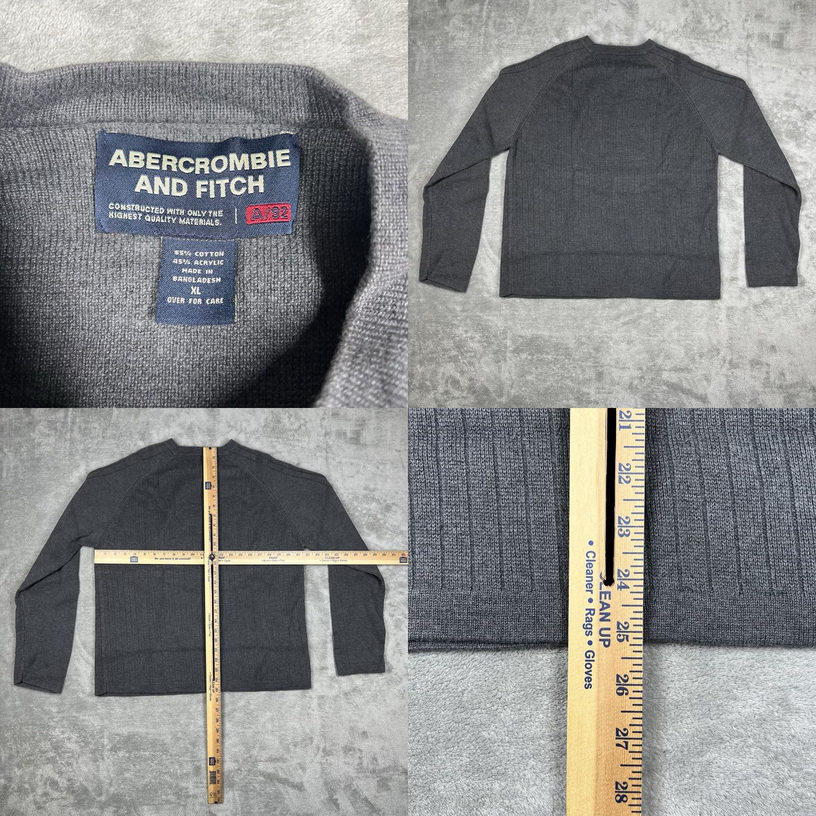 Abercrombie & Fitch VINTAGE Abercrombie & Fitch A92 Mens V-Neck Sweater XL Charcoal Gray Knit Pullover Embroidered Logo Size US XL / EU 56 / 4 - 8 Thumbnail