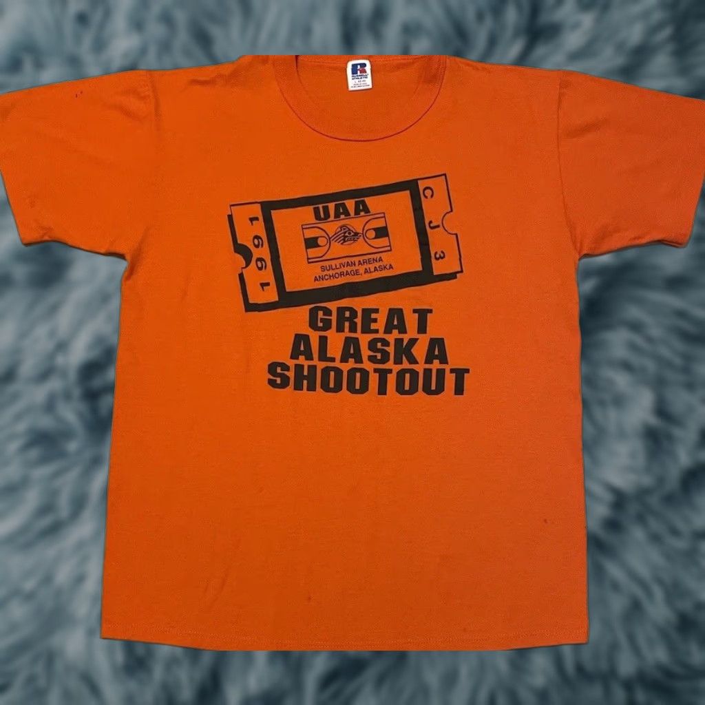 Greats VINTAGE 90s Great Alaskan Shootout Faded College Basketball Tournament Shirt L Orange Men T-Shirt Short Sleeve USA Single Stitch Size US L / EU 52-54 / 3 - 1 Thumbnail