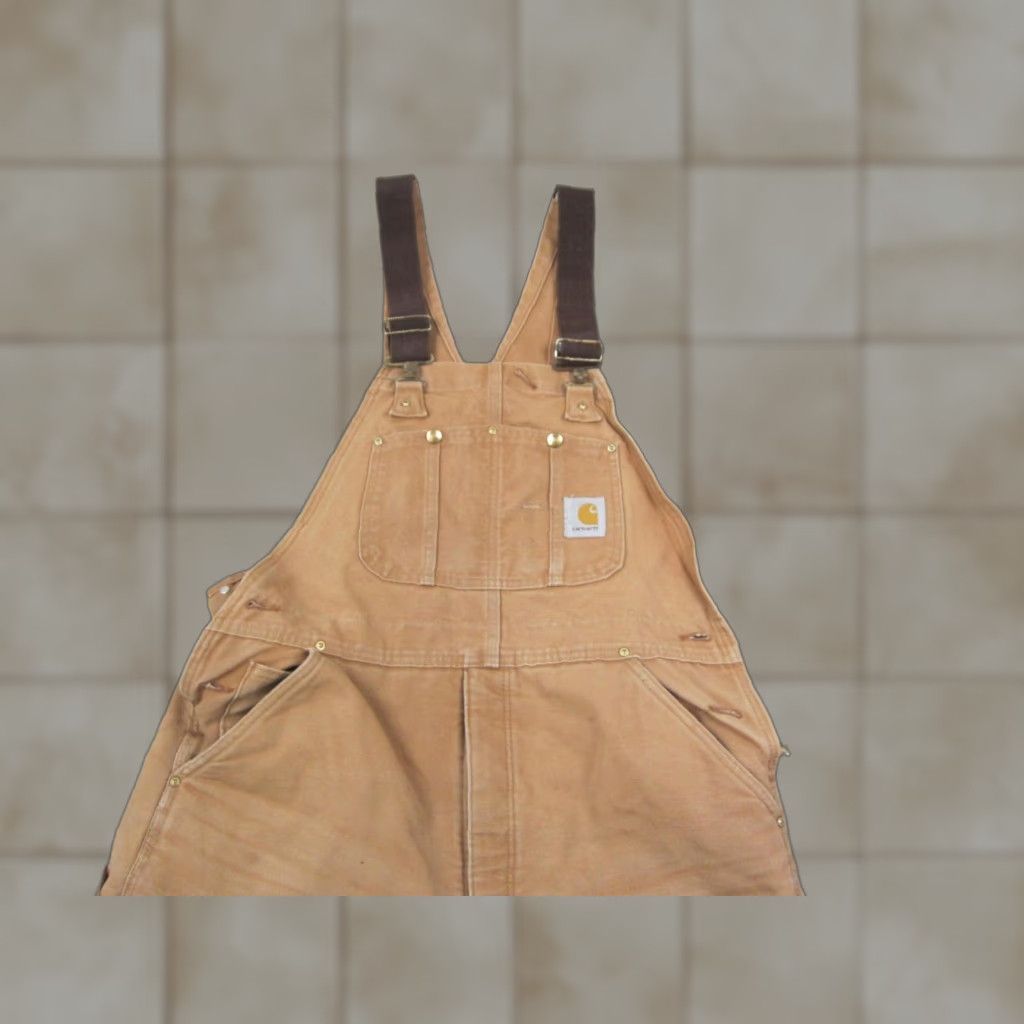 Carhartt VINTAGE Carhartt Bib Overalls Mens 38 x 24 Brown Lined Double Knee Duck Canvas Workwear Size US 38 / EU 54 - 1 Thumbnail