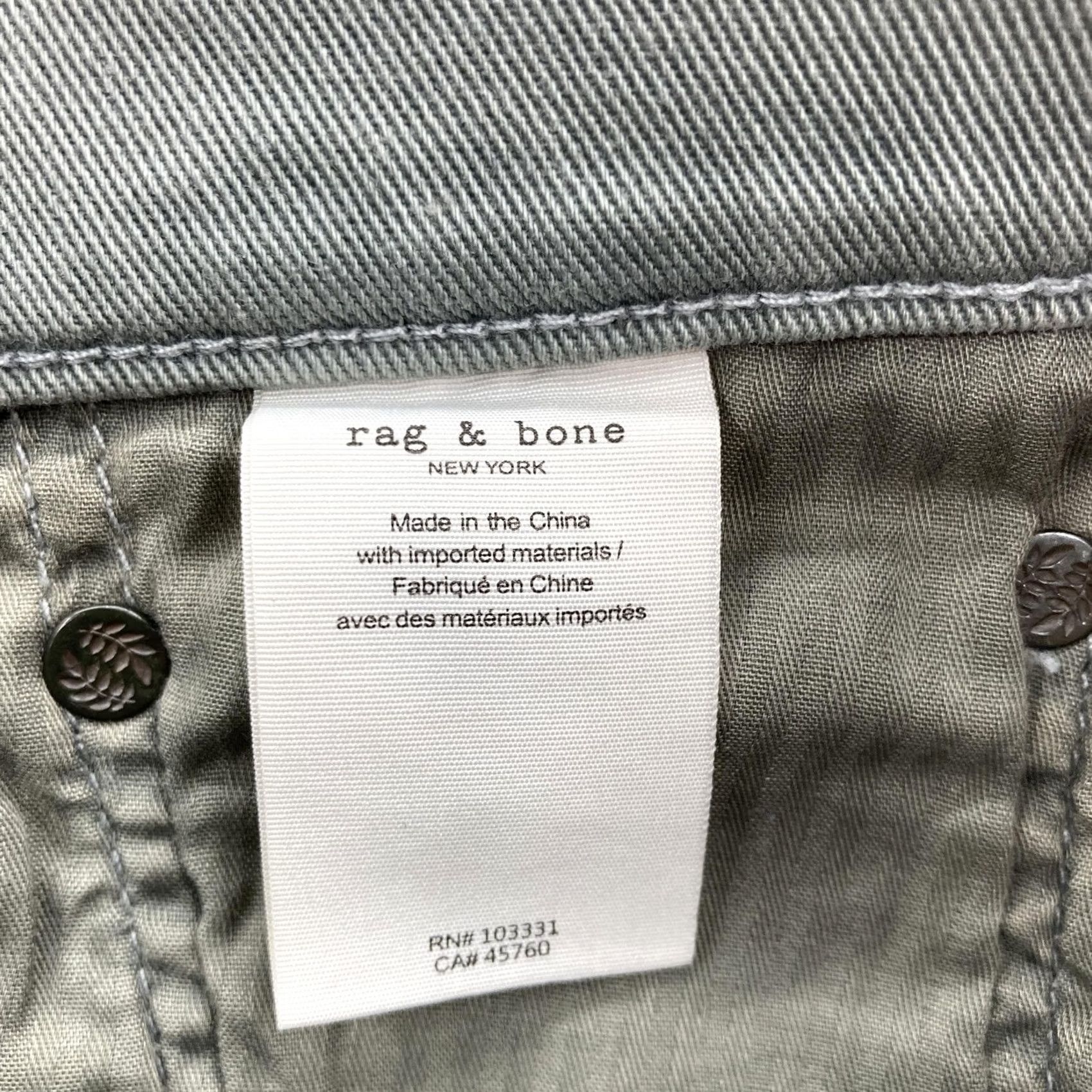 Rag & Bone rag & bone Jeans Mens 28x32 Slim Orca Grey Stretch Denim Skinny Preppy Leather Belt Pockets Zip Fly Size US 28 / EU 44 - 6 Thumbnail