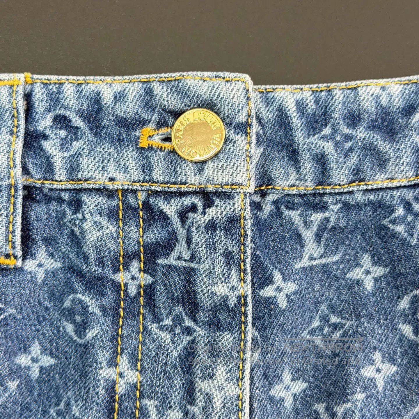 Louis Vuitton LV Blue Monogram Print Denim Jeans. Size US 38 / EU 54 - 7 Thumbnail