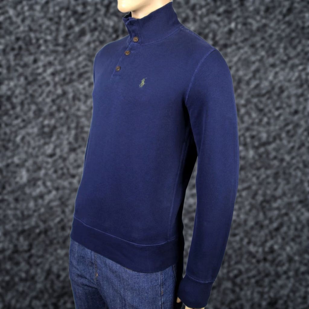 Polo Ralph Lauren Polo Ralph Lauren Sweater Mens S Blues Navy Blue Half Button Olive Pony NWT Size US S / EU 44-46 / 1 - 1 Thumbnail