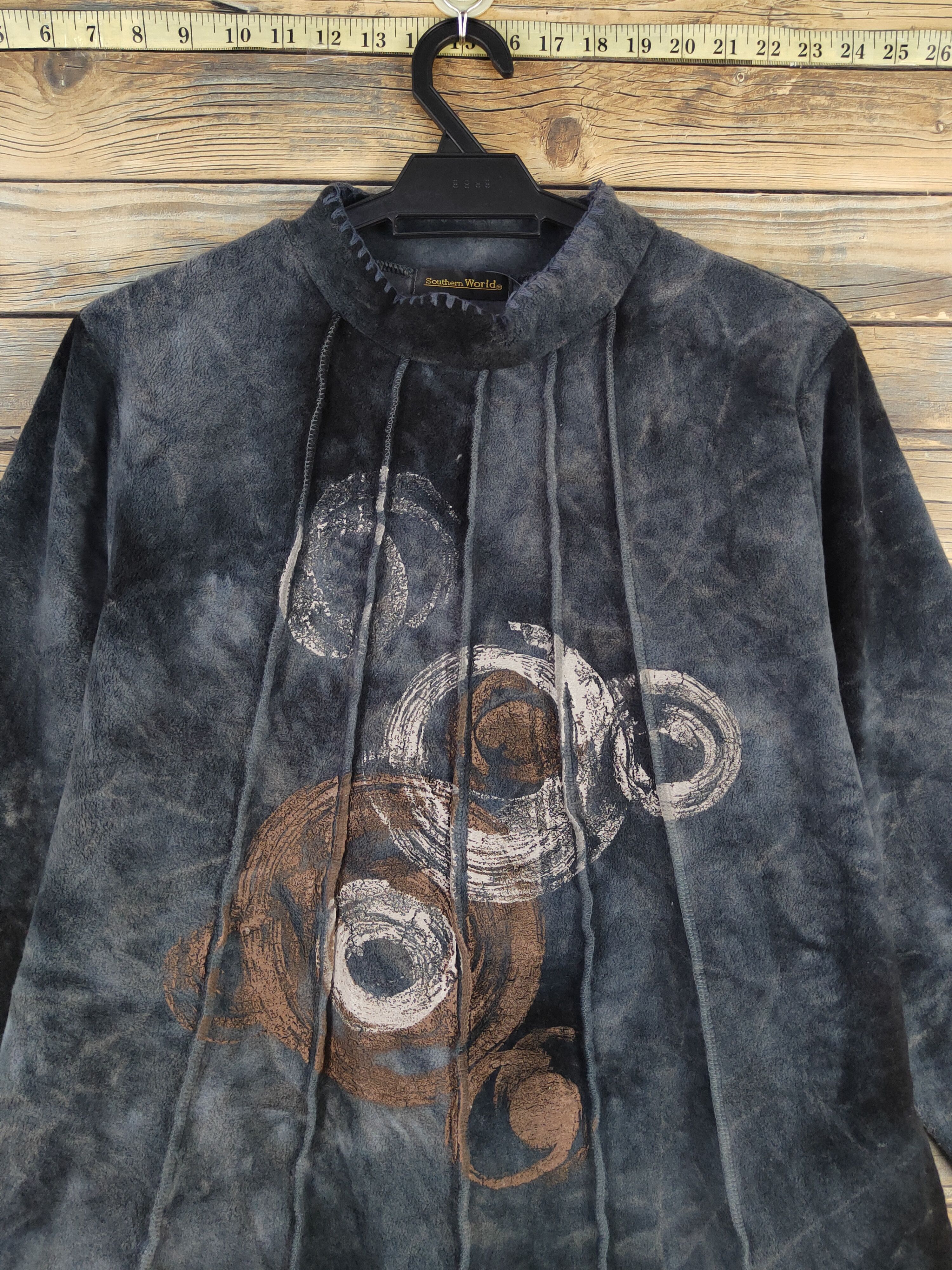 Japanese Brand × Vintage Southern World art Black Gray Wool Sweatshirts #W2168 Size L / US 10 / IT 46 - 2 Thumbnail