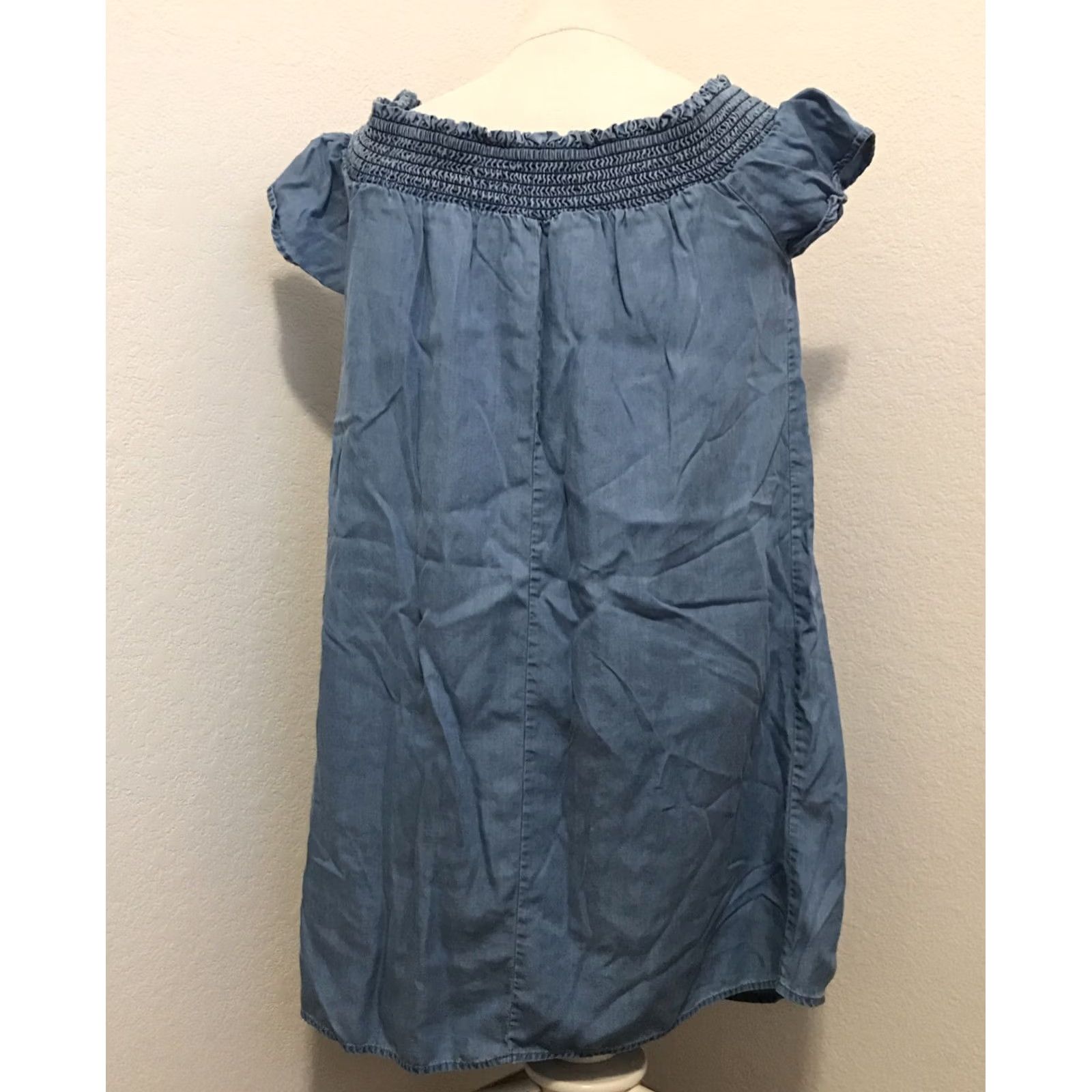 Vintage MI A MI Blouse Tunic Women Off the Shoulder Blue Floral Embroidered Short Sleeve Tencel Bohemian 18" Pit to Pit 28.5" Length M Size M / US 6-8 / IT 42-44 - 2 Thumbnail