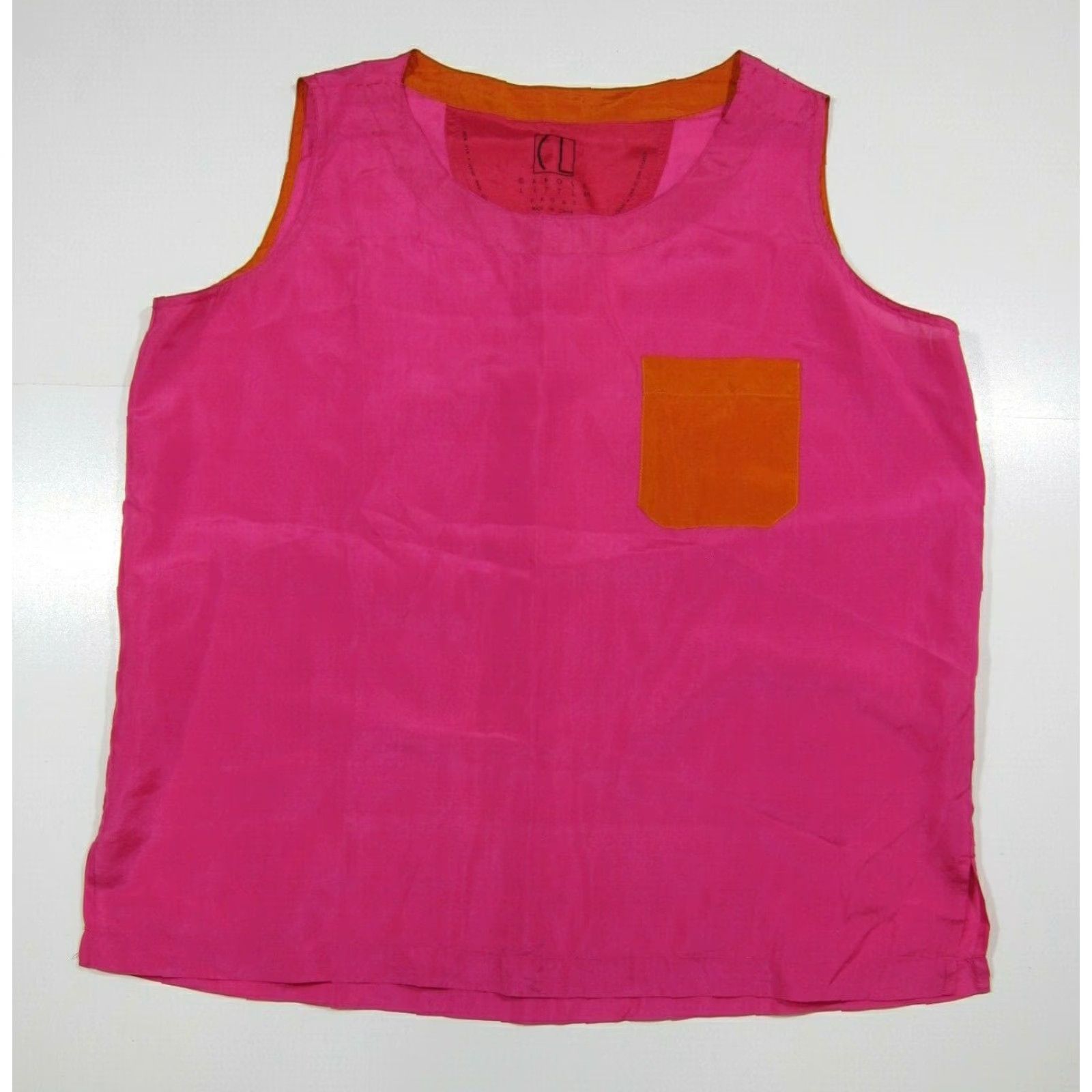 Vintage Carol Little 100% Silk Pink Sleeveless Tank Shirt Blouse Top Women 12L Size XL / US 12-14 / IT 48-50 - 2 Thumbnail