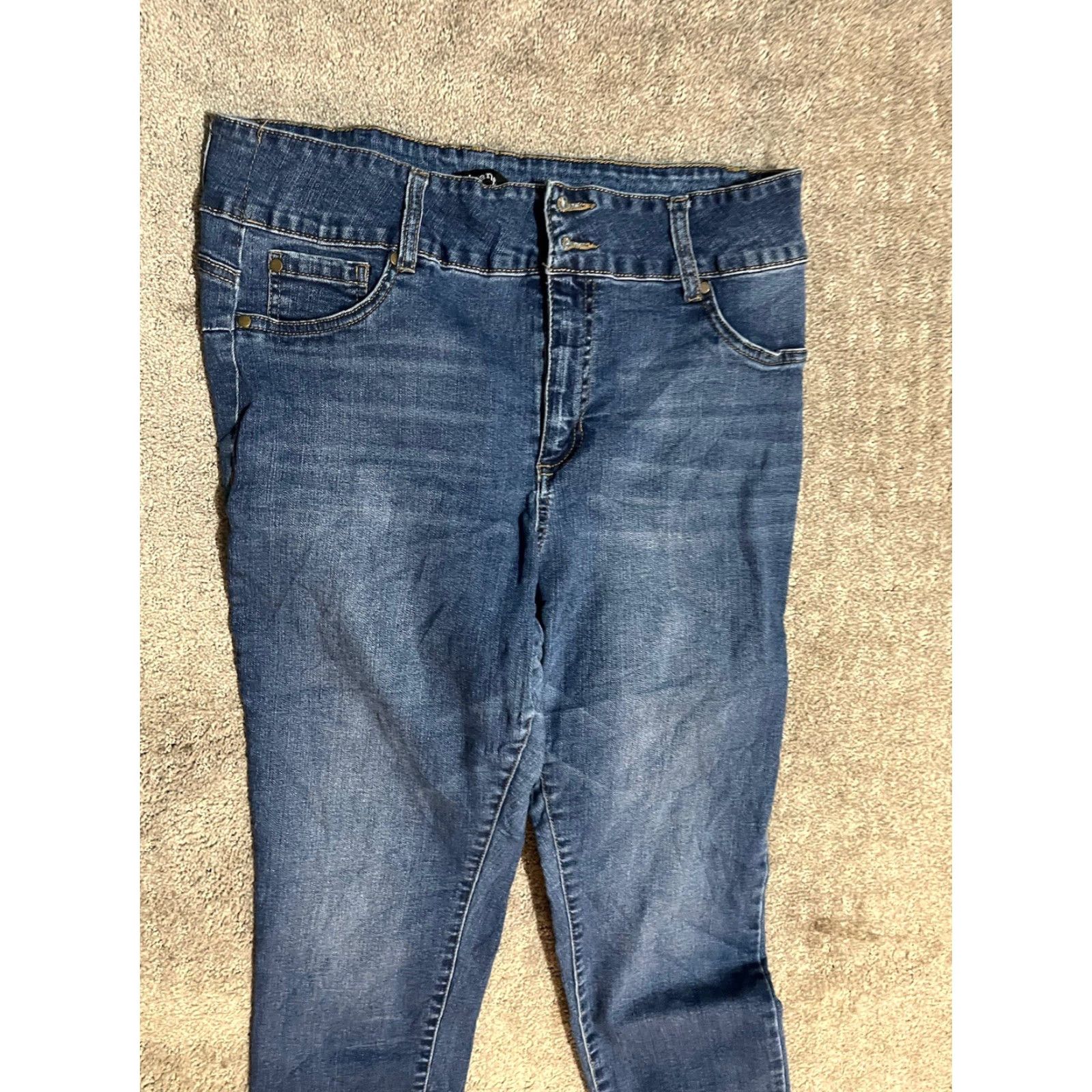Vintage D.Jeans Womens Skinny Jeans Mid Rise 16P Blue Cotton Blend 5-Pocket Solid Denim Slim Adult Women 27 In Inseam Size 38" / US 16 / IT 52 - 2 Thumbnail