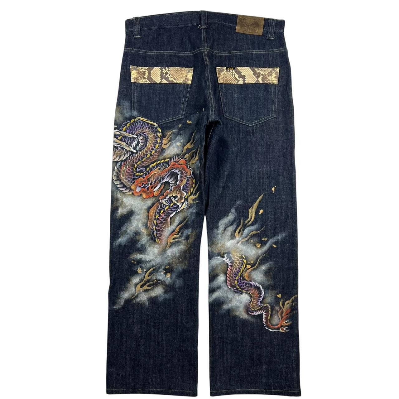 Blue Blue Japan Zen Dragon Japanese Denim Jeans - Waist: 36” Size US 36 / EU 52 - 1 Thumbnail