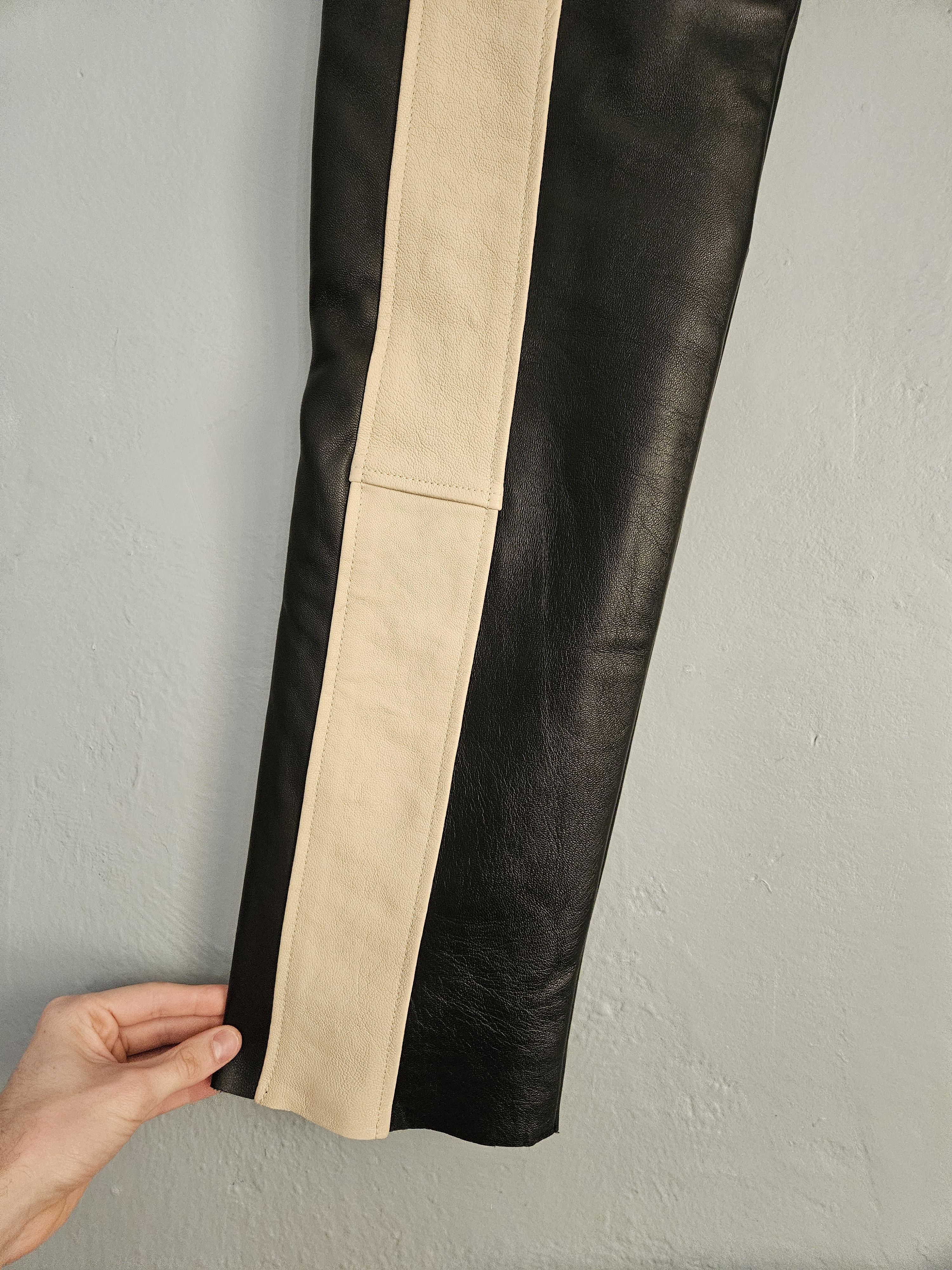 Satoshi Nakamoto Black Leather Moto Track Pants Size US 32 / EU 48 - 16 Thumbnail