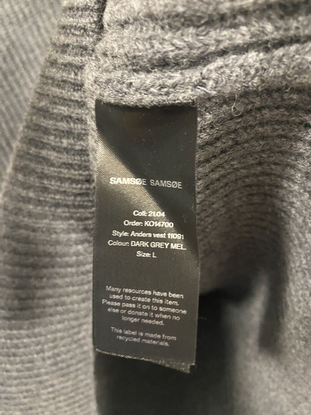 Samsoe Samsoe Samsoe Samsoe Wool Oversized Knitted “Anders” Vest Size: L Size US L / EU 52-54 / 3 - 5 Thumbnail