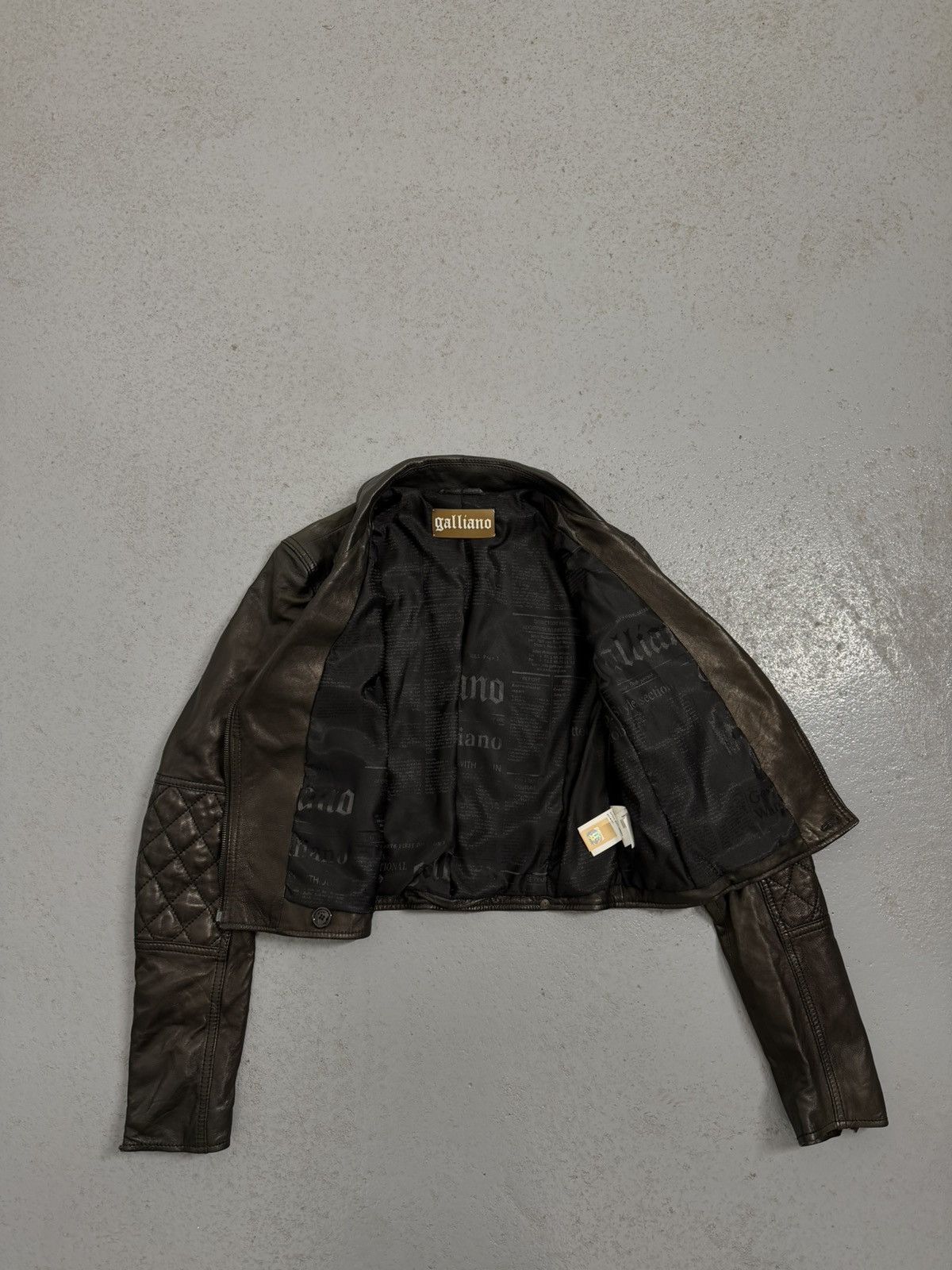 John Galliano Biker Leather Cropped Jacket