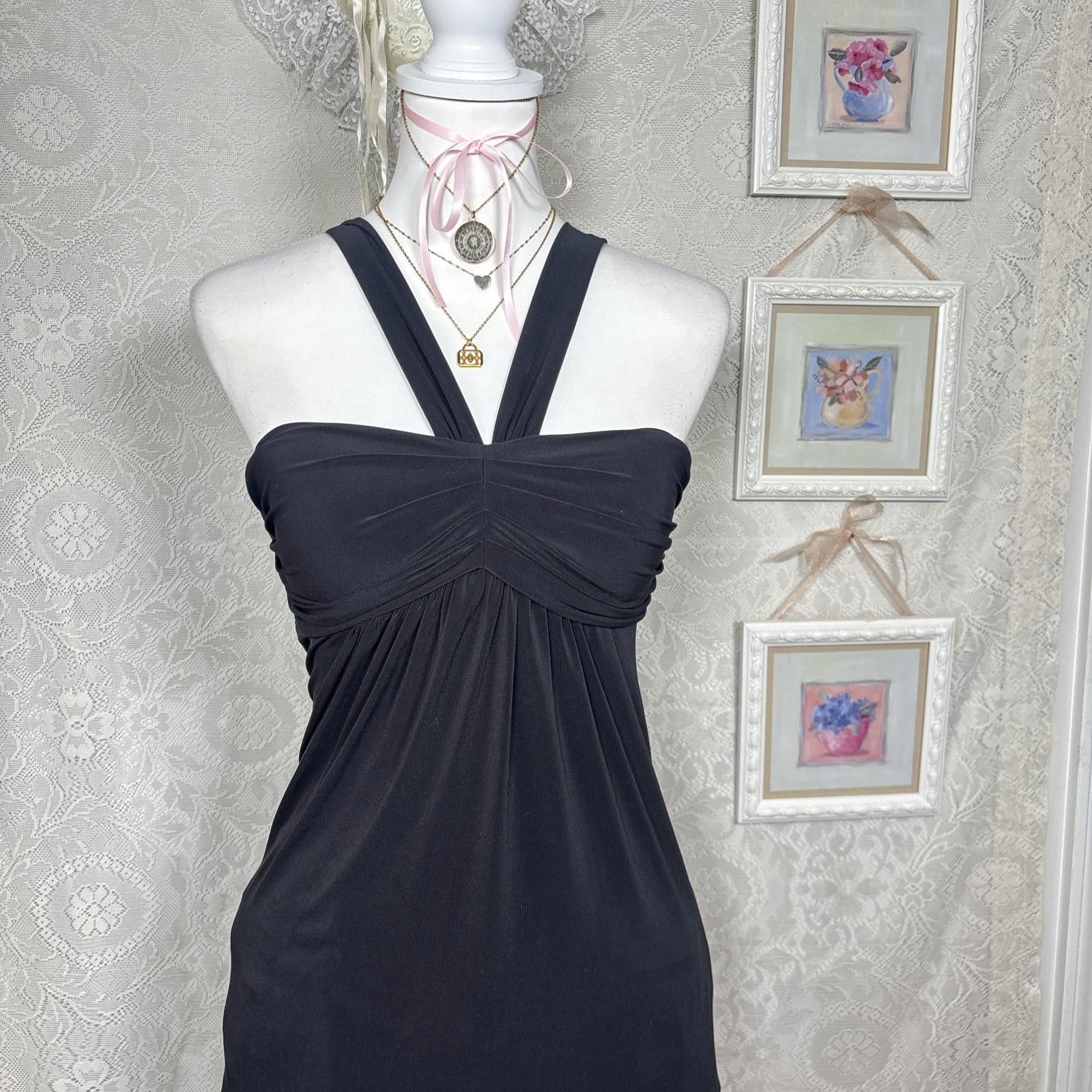 Other vintage black mini cocktail dress with floral trim detailing Size M / US 6-8 / IT 42-44 - 2 Thumbnail