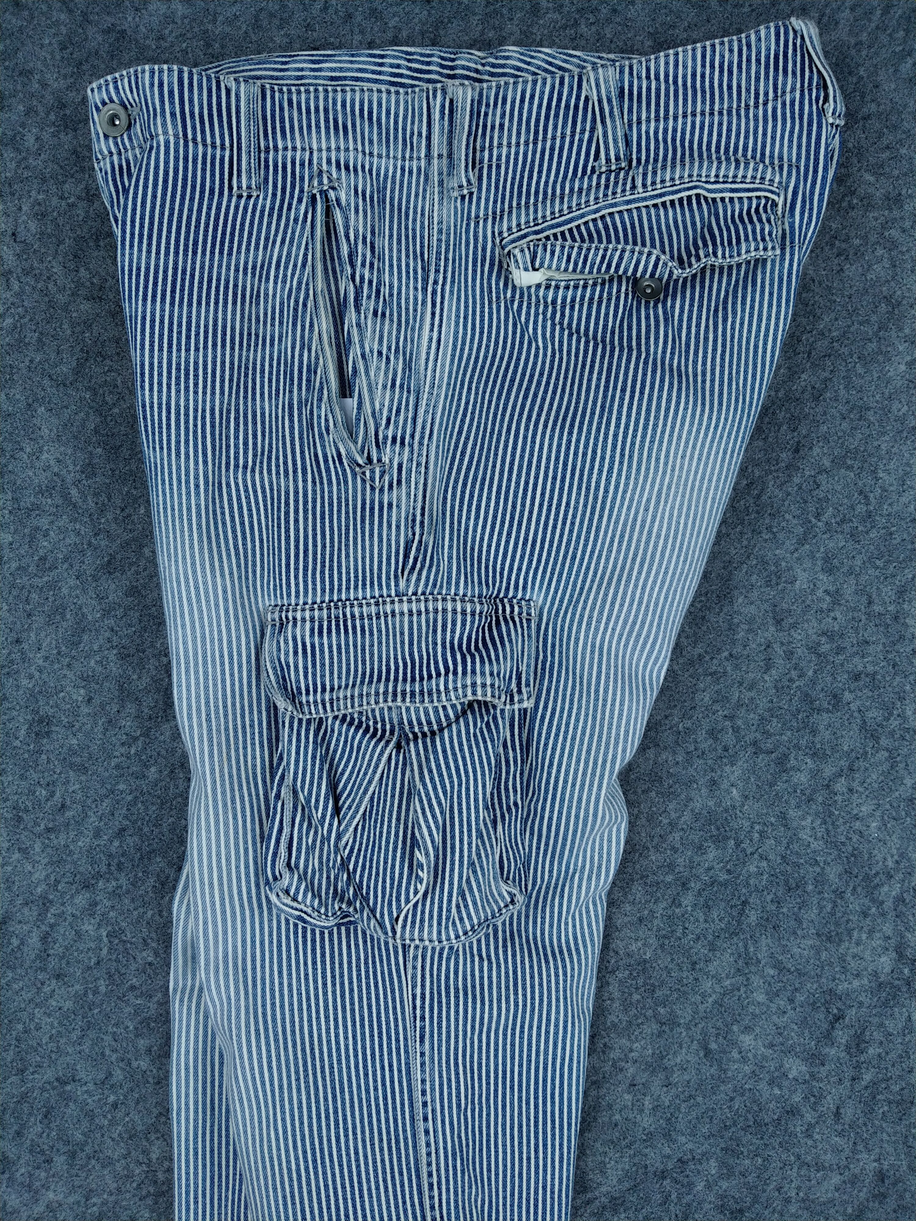 Japanese Brand Global Work Stripes Cargo Multi Pocket Pants -CP155 Size US 31 - 8 Thumbnail