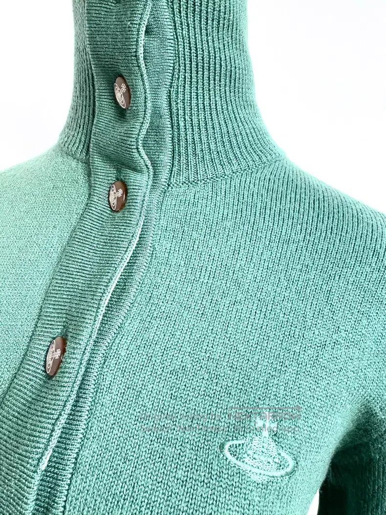 Vivienne Westwood Vivienne Westwood Green and Velvet Long Saturn Button Knit Size L / US 10 / IT 46 - 6 Thumbnail