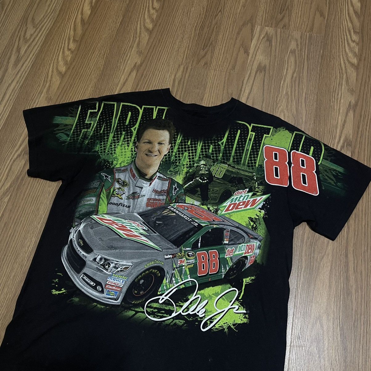 NASCAR × Vintage Y2K Dale Earnhardt Jr. NASCAR green black all over print tee Size US L / EU 52-54 / 3 - 5 Thumbnail