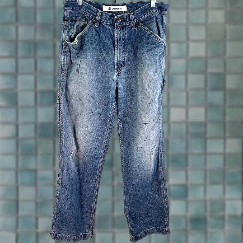 Gap VINTAGE Gap Denim Pants Wide-Leg Mens Size 34 Blue Distressed 90s Grunge Size US 34 / EU 50 - 1 Thumbnail
