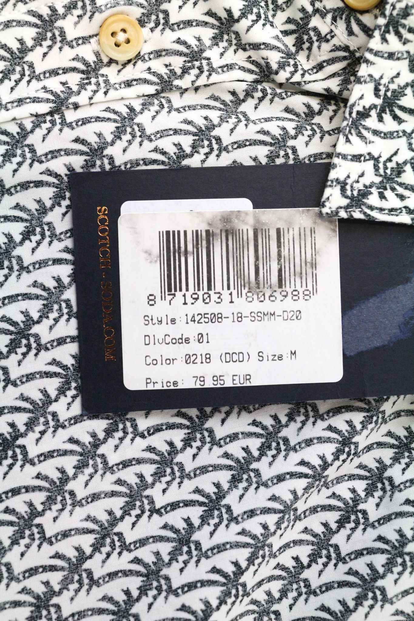 Scotch & Soda AMS COUTURE M Grey White Palm Cotton Shirt 75811 Size US M / EU 48-50 / 2 - 5 Thumbnail