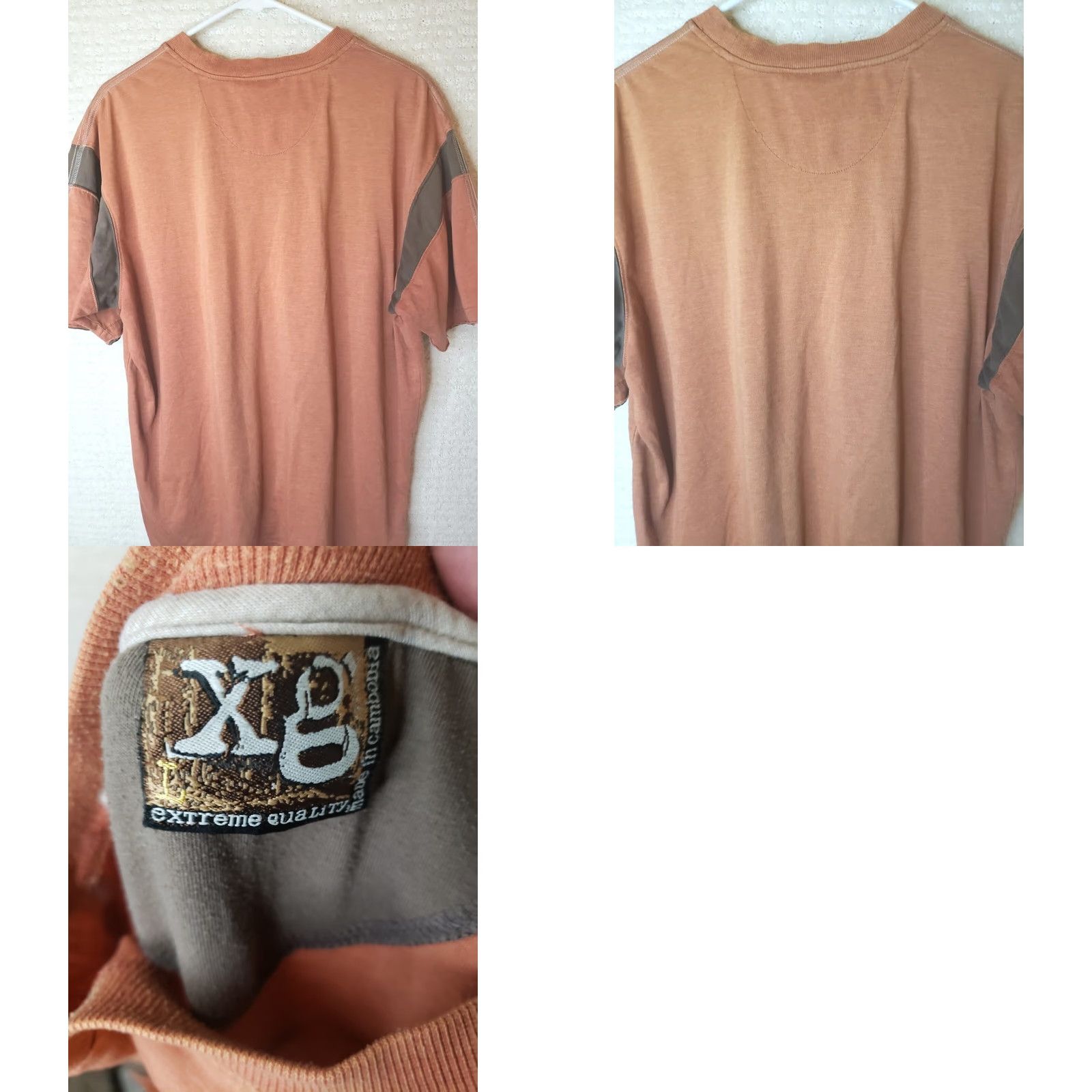Vintage VINTAGE XG Men's Short Sleeve Tee Shirt L Burnt Orange Brown Crew Neck Shirt Mens Regular 100% Cotton Solid Stripe Size US L / EU 52-54 / 3 - 8 Thumbnail