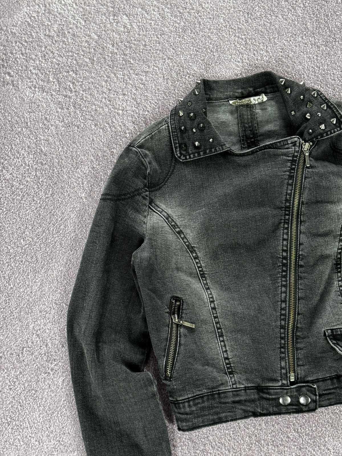 Japanese Brand 00s Aesthetic Grunge Punk Faded Assymetric Zip Jacket Size S / US 4 / IT 40 - 5 Thumbnail