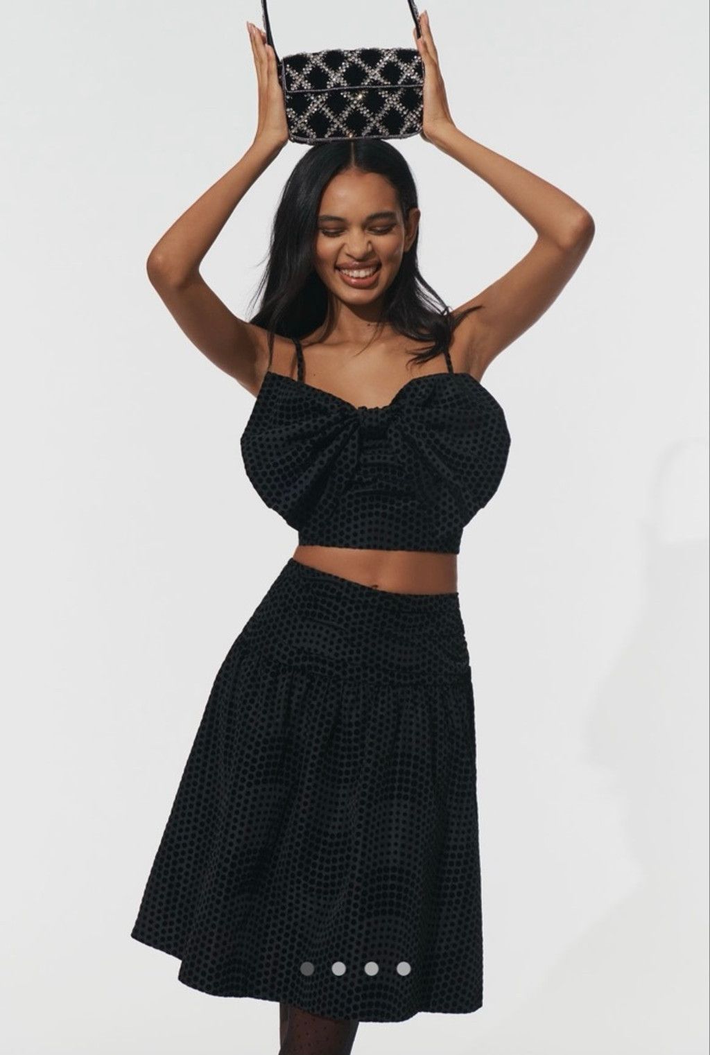 Anthropologie Maeve Taffeta Dot Midi Skirt