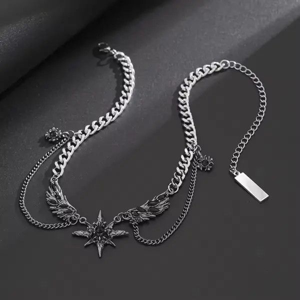 Jewelry Hip Hop Geometric Octagonal Star Wing Pendant Choker Size ONE SIZE - 6 Thumbnail