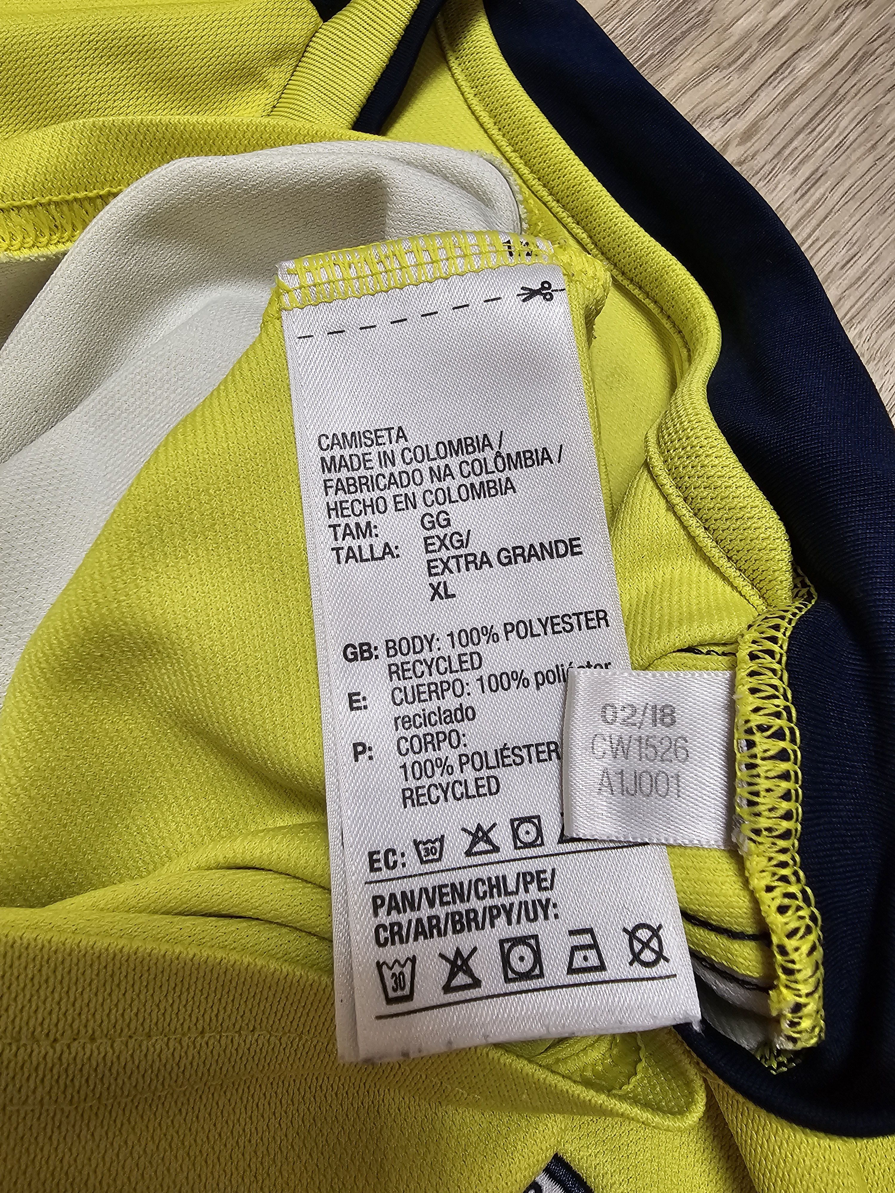 Adidas × All Sport COLOMBIA 2018 2019 HOME FOOTBALL SHIRT SOCCER JERSEY Size US XL / EU 56 / 4 - 7 Thumbnail