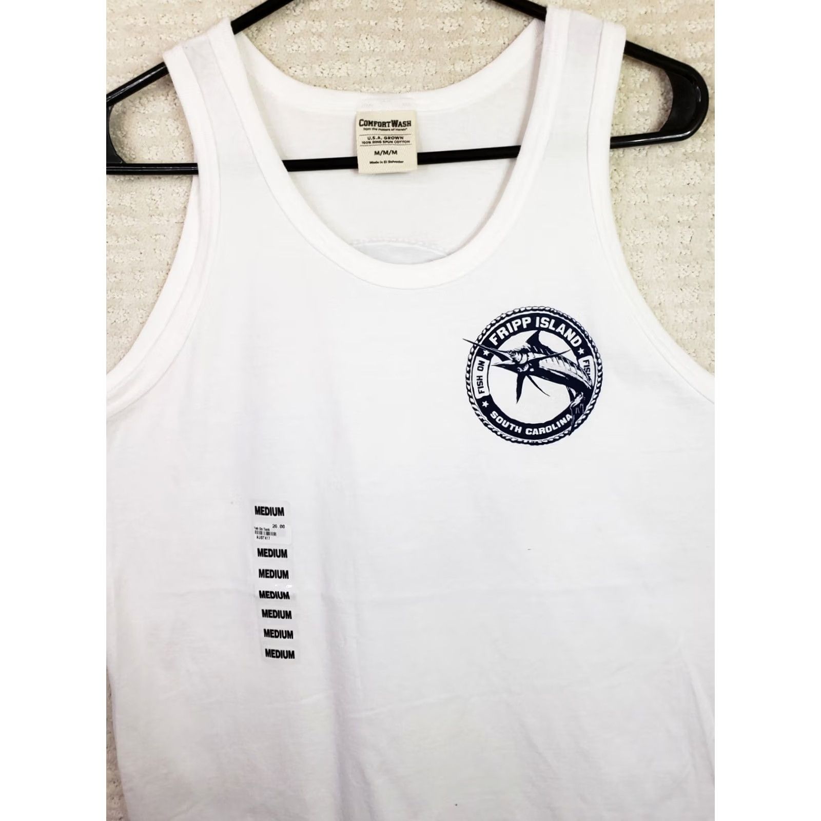 Vintage Comfort Wash Tank Top White Beach Fishing Sleeveless Men Women M Cotton Jersey Round Neck Easy Care Adult Regular Size M / US 6-8 / IT 42-44 - 2 Thumbnail