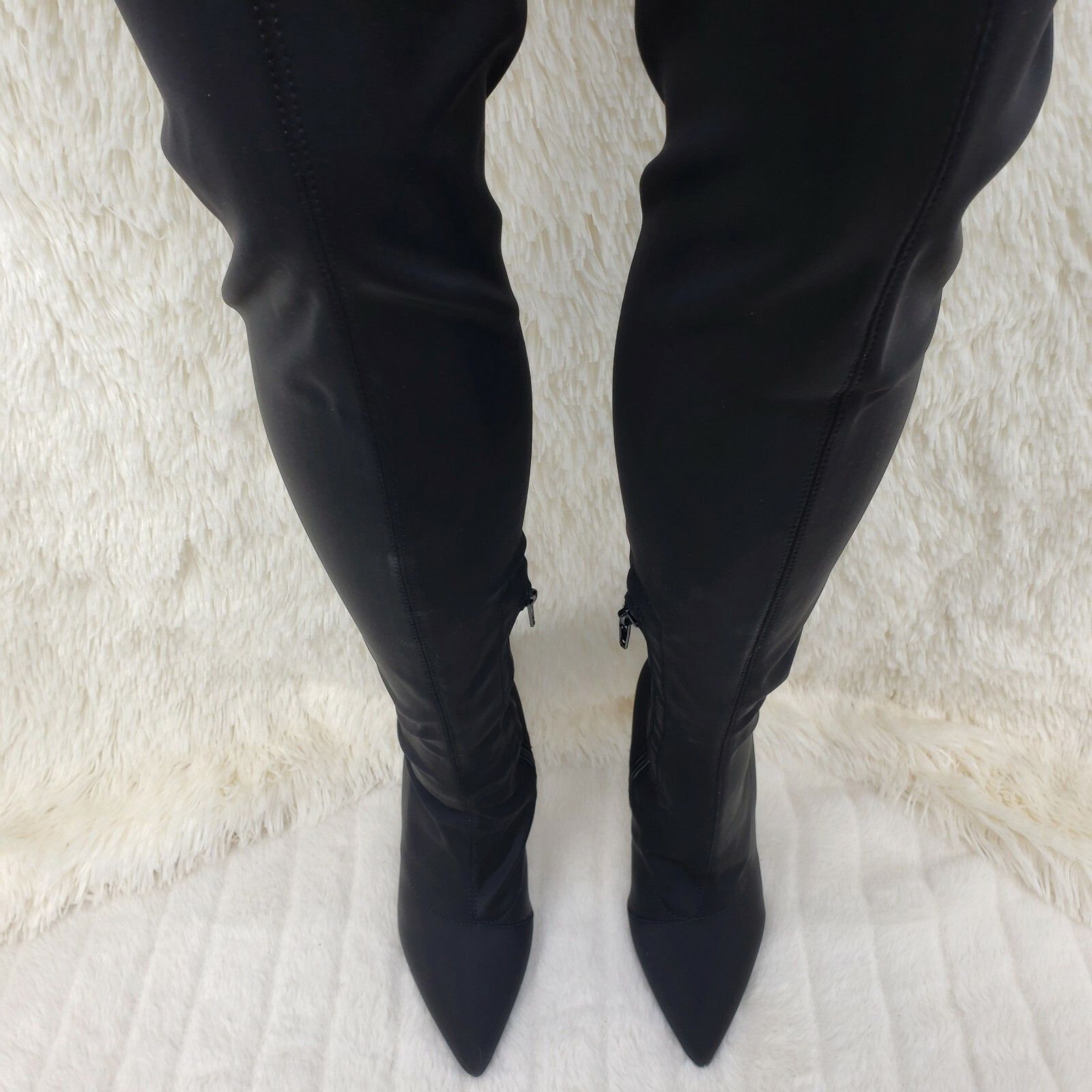 Other Mark Black Stretch Pointy Toe Stocking High Heel Thigh High Size US 10 / IT 40 - 4 Thumbnail