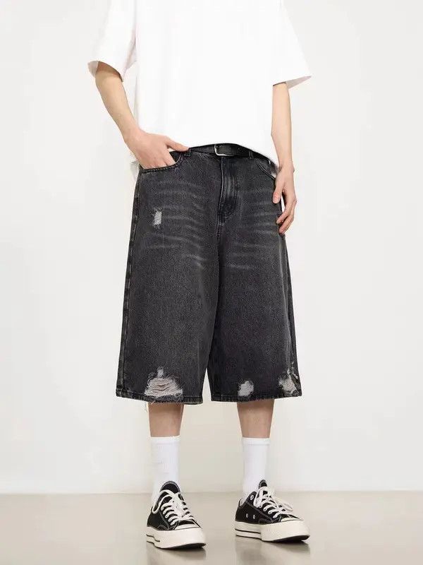Japanese Brand VIBE High street washed black ripped hip hop baggy shorts Size US 30 / EU 46 - 2 Thumbnail
