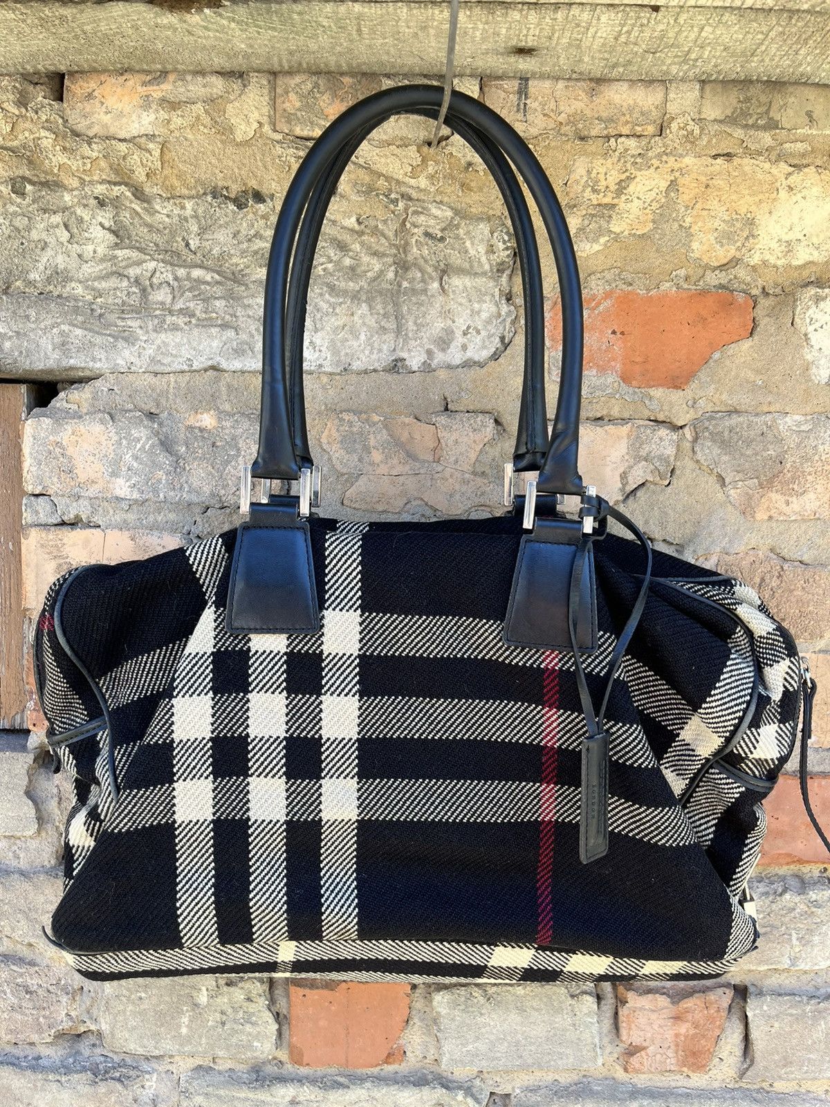 Burberry BURBERRY Vintage Nova Check Tweed Wool/Leather Tote Bag Size ONE SIZE - 1 Thumbnail