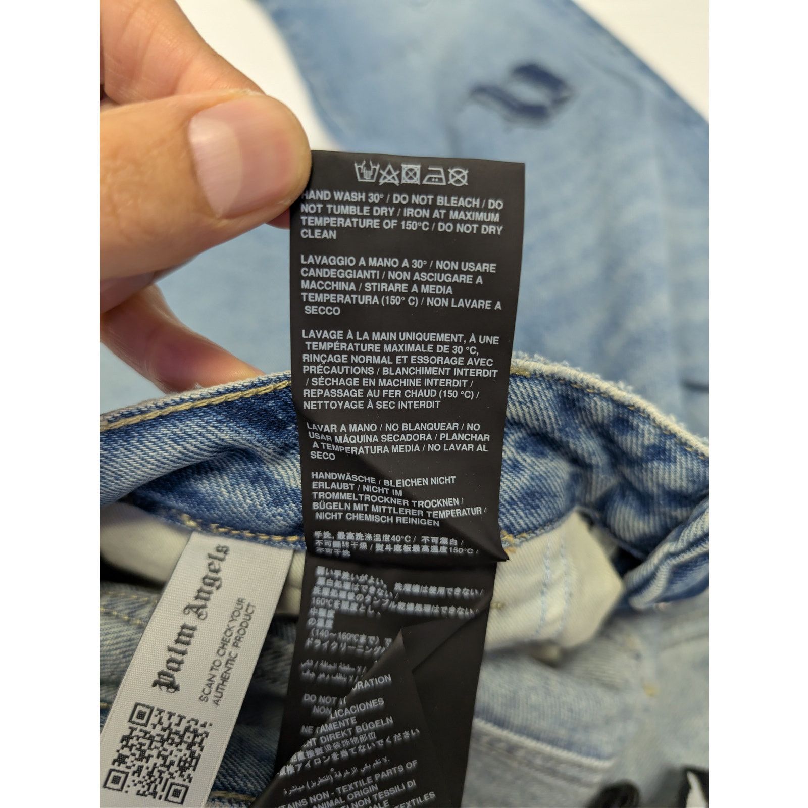 Palm Angels o1rshd1 LW Logo Denim Patches Regular Fit Jeans Light Blue Size US 36 / EU 52 - 19 Thumbnail