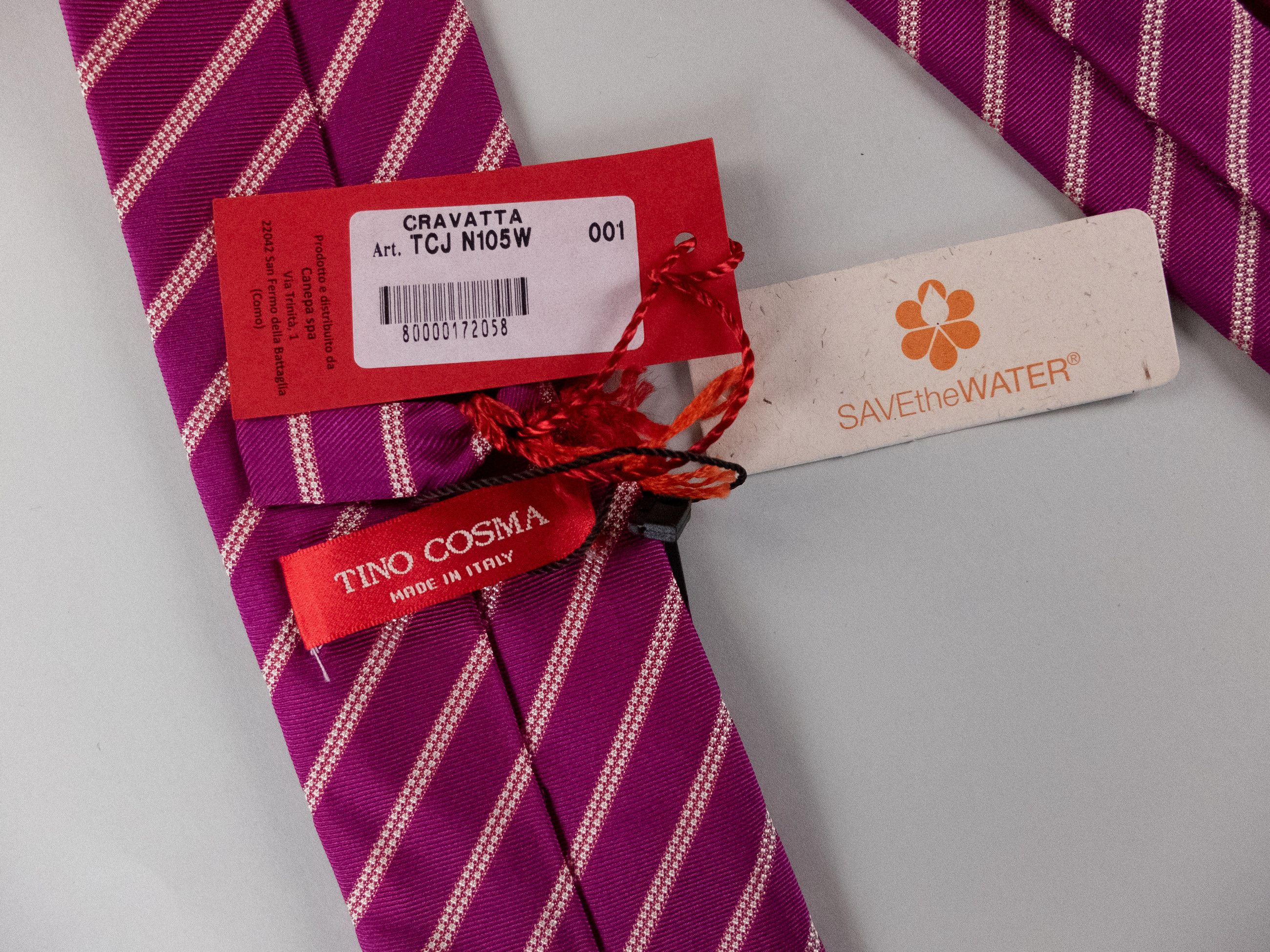 Other TINO COSMA pink striped silk tie authentic NWT Made in Italy Size ONE SIZE - 3 Thumbnail