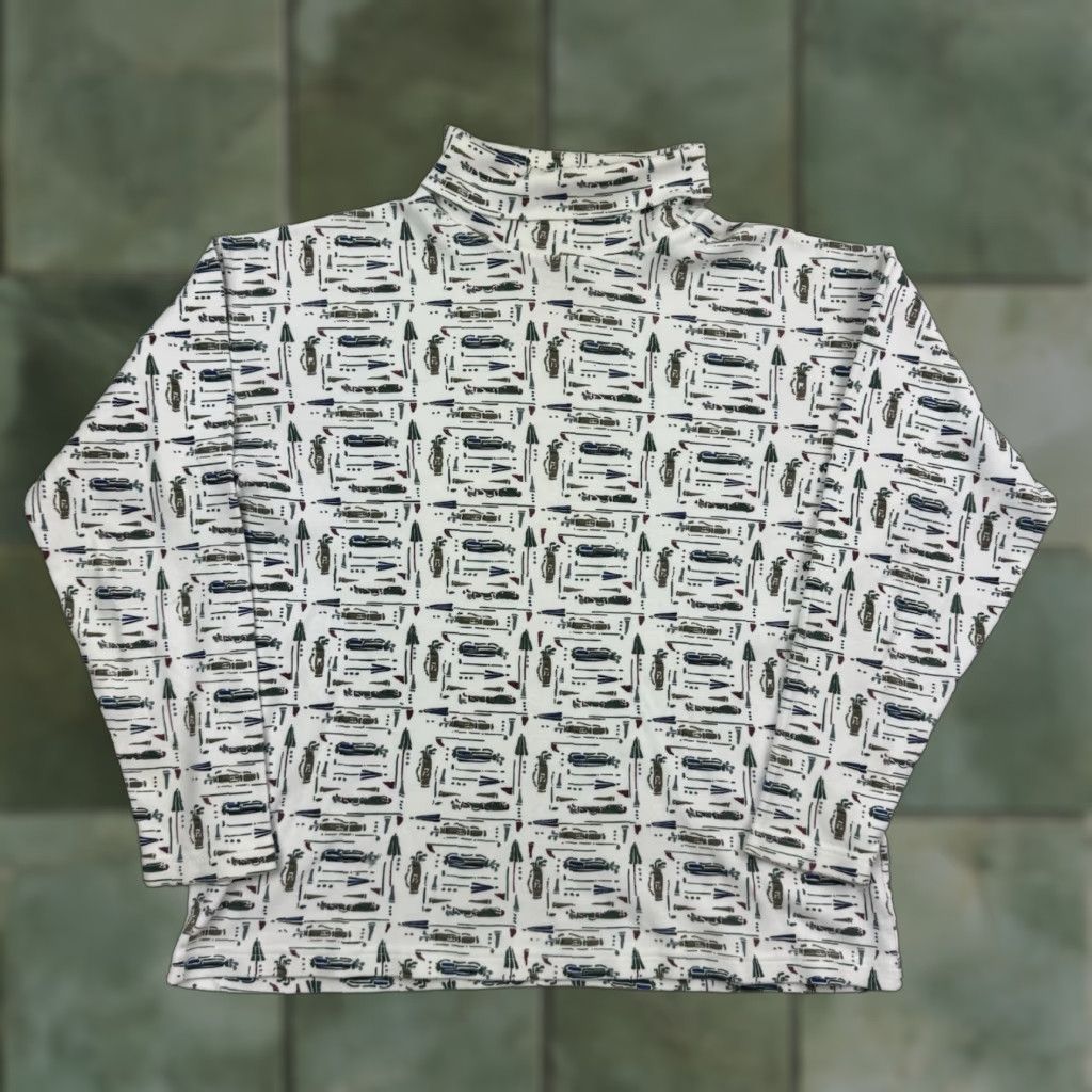 Izod VINTAGE IZOD Turtleneck Shirt Womens Medium Golf Print 90s White Size M / US 6-8 / IT 42-44 - 1 Thumbnail