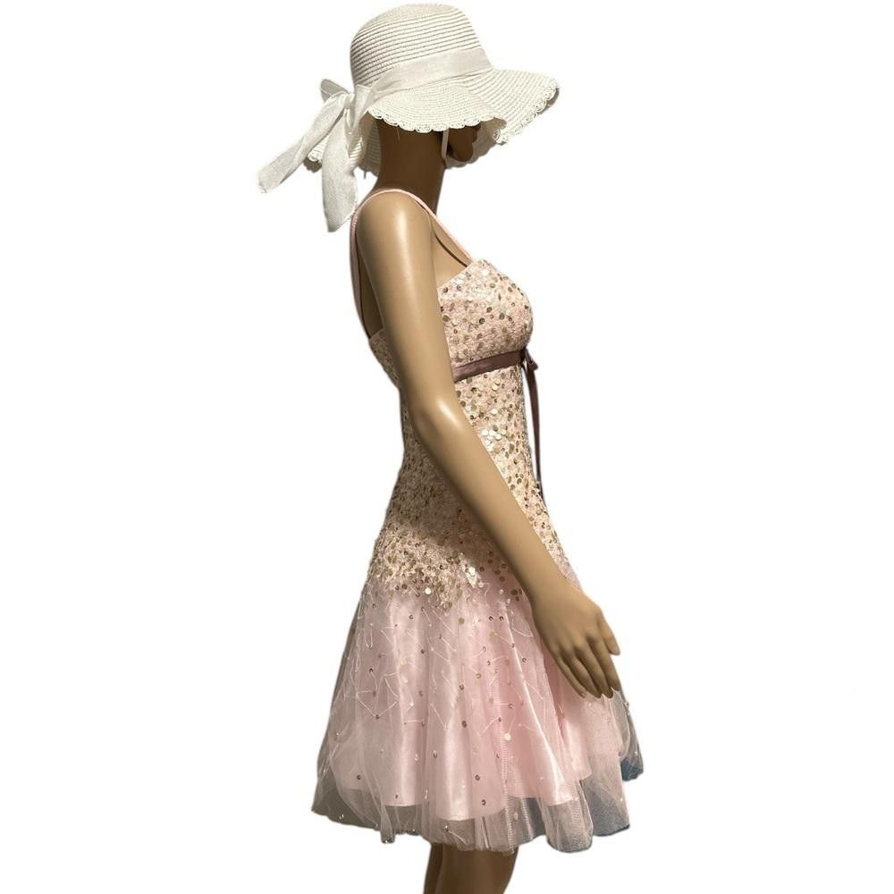 Designer Pink and Gold Sequin Cocktail Dress Size S / US 4 / IT 40 - 2 Thumbnail
