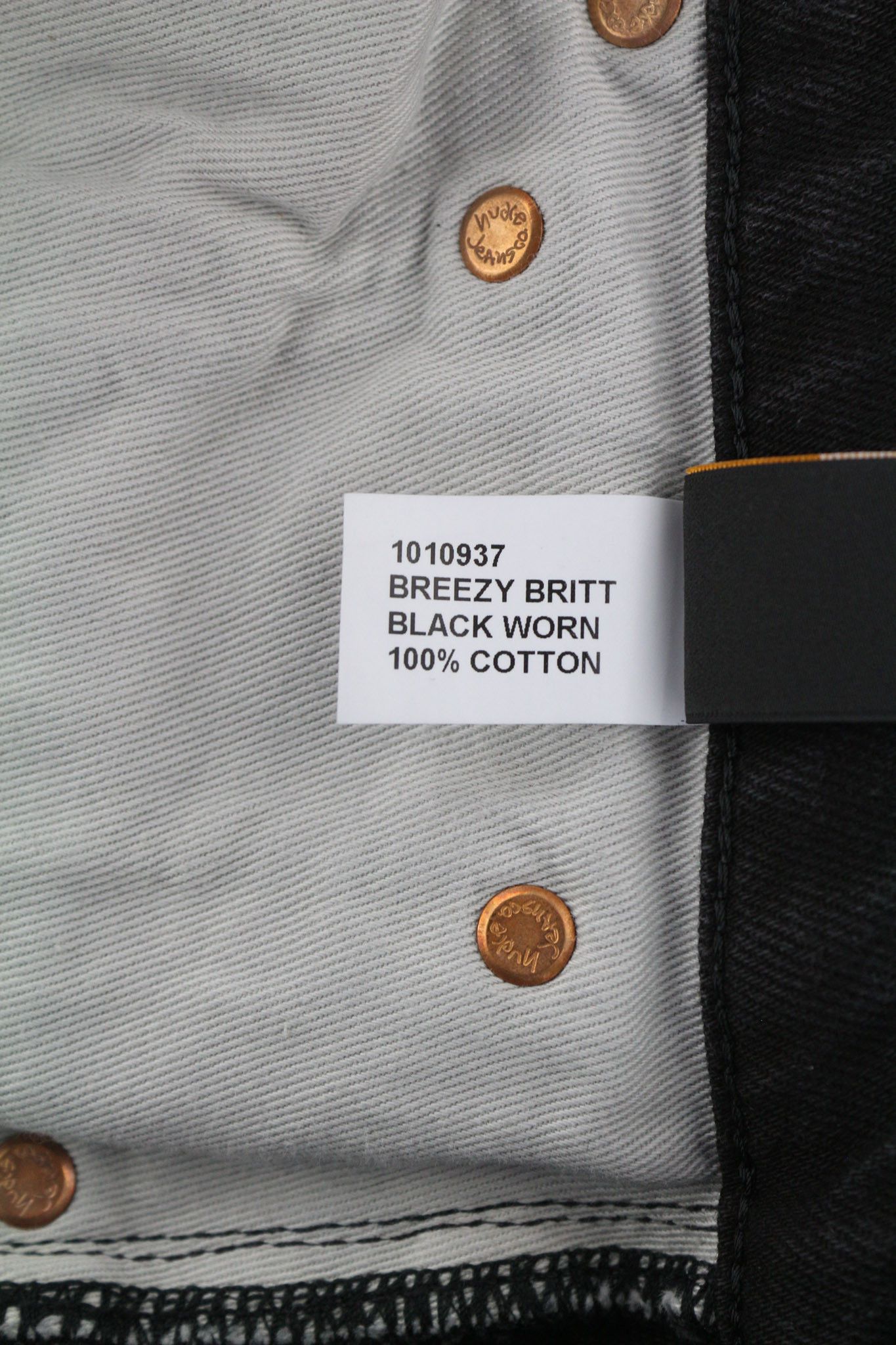 Nudie Jeans BREEZY BRITT W32/L30 Black Worn Zipper Cotton 80666 Size US 32 / EU 48 - 7 Thumbnail