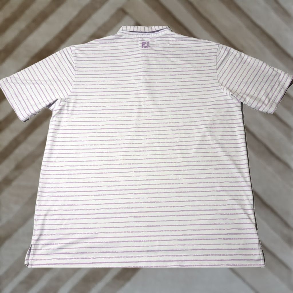 Footjoy FOOTJOY Polo Shirt Men 2XL Lavender Striped Performance Stretch Golf Shirt EUC Short Sleeve Collared Button Embroidered Logo Blue Polyester Spandex Size US XXL / EU 58 / 5 - 1 Thumbnail