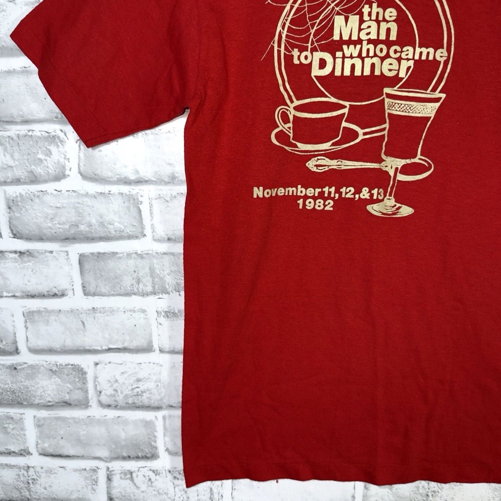 Vintage VTG Sportswear The Man Who Came To Dinner Graphic Tee Mens S Single Stitch USA Shirt Red USA Mens S Size US S / EU 44-46 / 1 - 3 Thumbnail