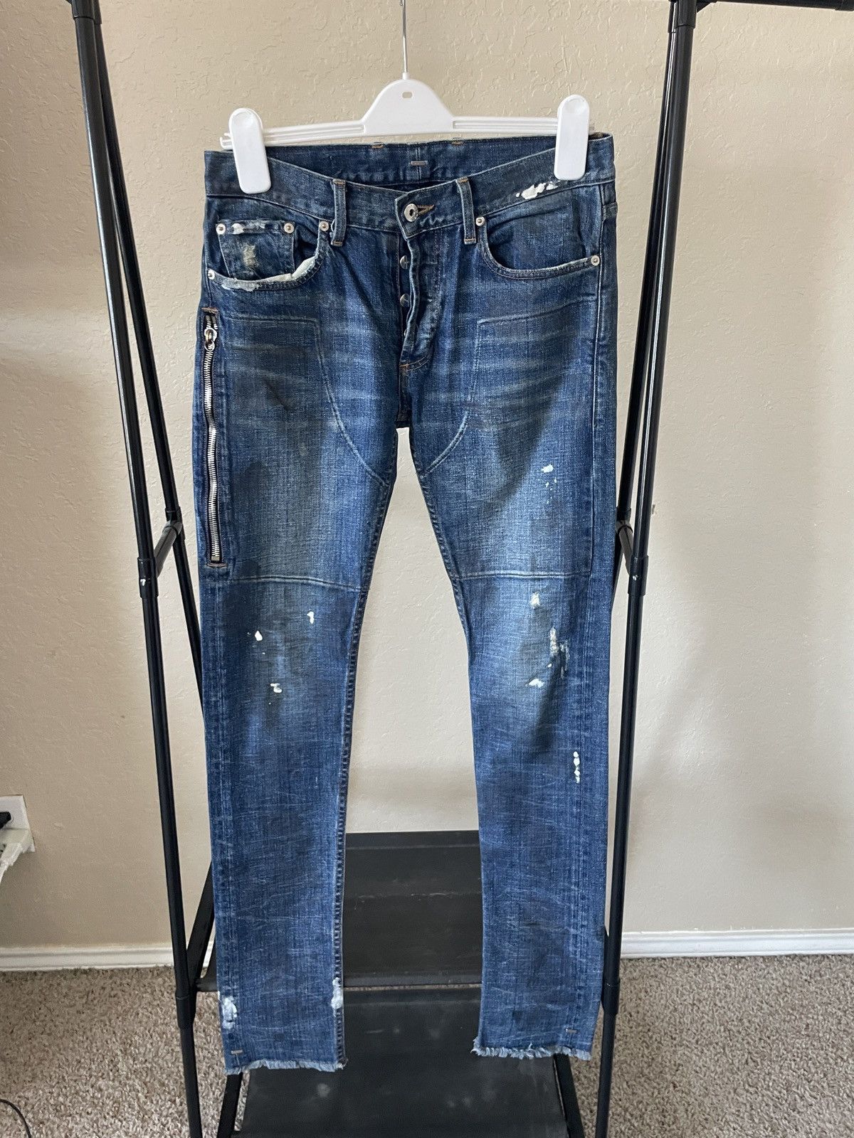 Mr. Completely Button Fly Distressed paint plash skinny jeans Size US 30 / EU 46 - 1 Thumbnail