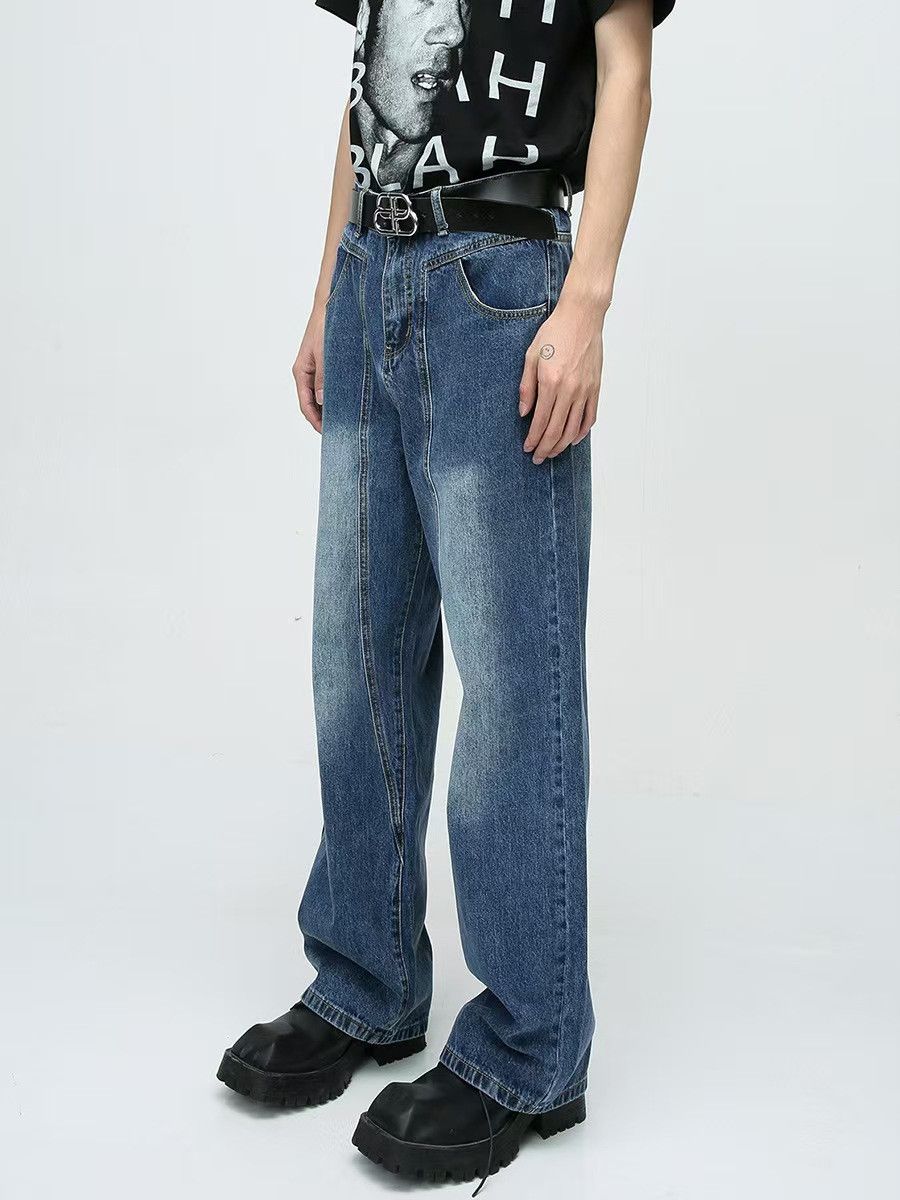 Japanese Brand × Jean Street Spliced Line Straight Jeans Size US 32 / EU 48 - 5 Thumbnail
