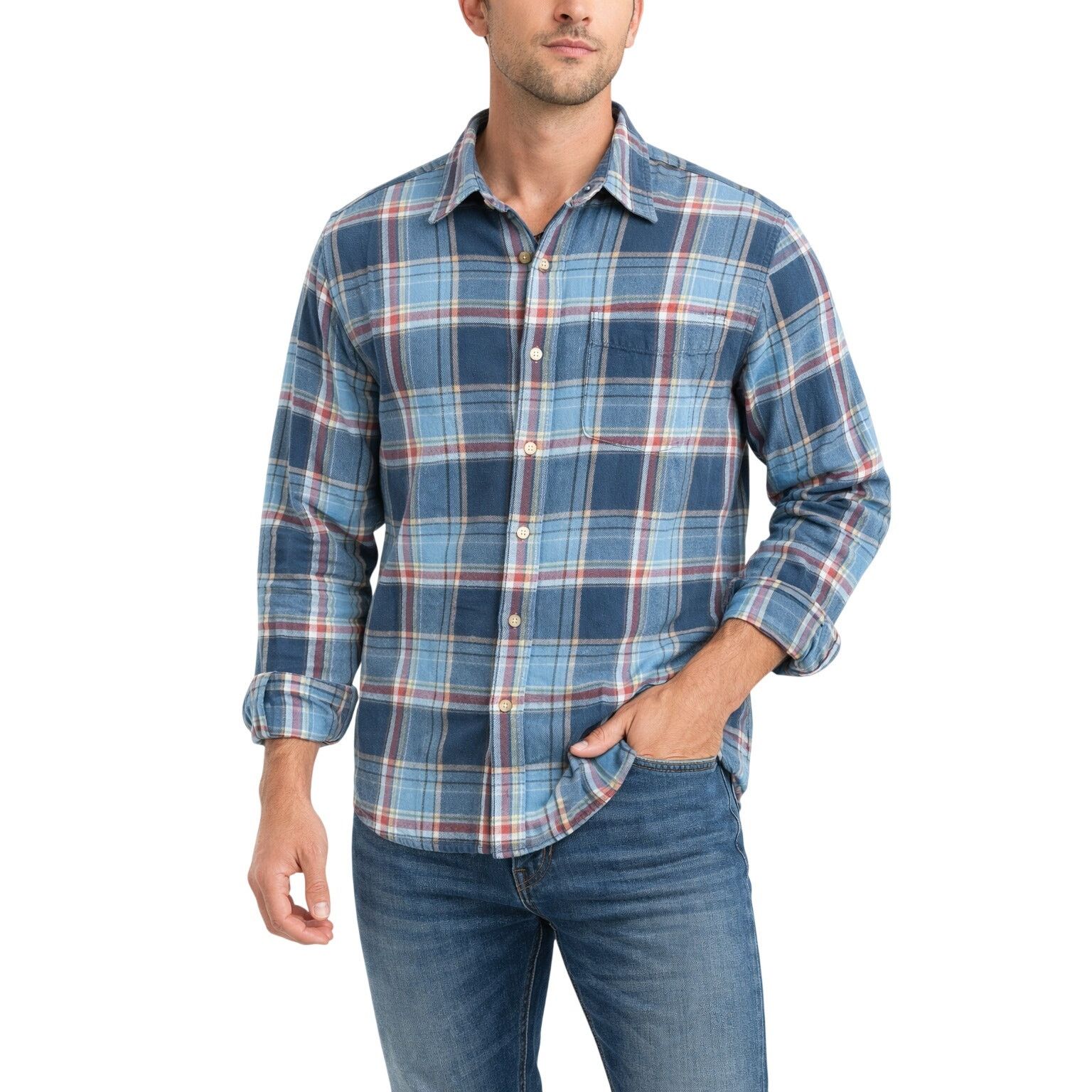 Eddie Bauer Eddie Bauer Favorite Classic Flannel Shirt Mens L Blue Plaid Size US L / EU 52-54 / 3 - 1 Thumbnail