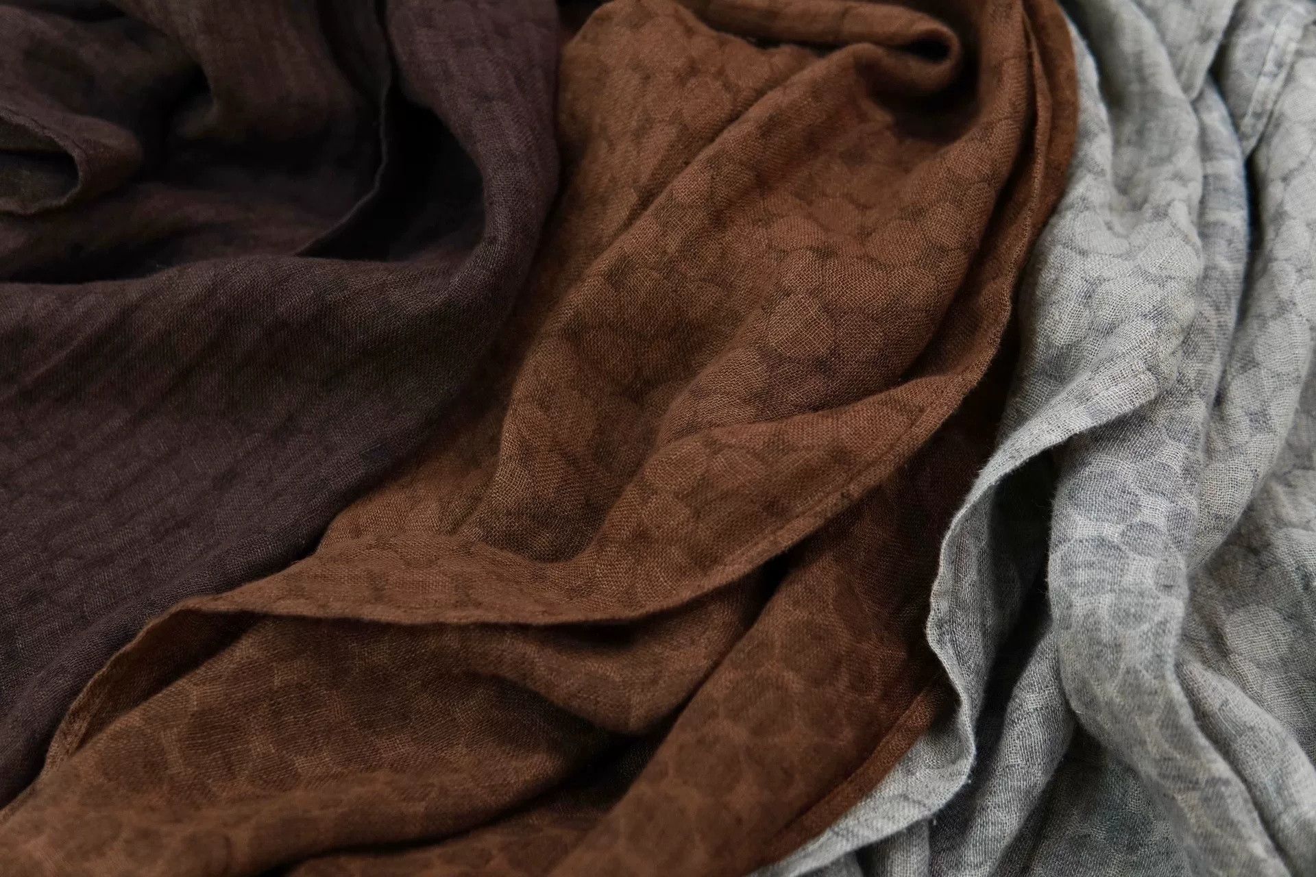 Bleu De Cocagne Linen Plant-Dyed Scarf in Brown, Men's — image 3 of 6