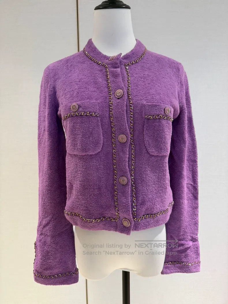 Chanel Chanel 2020 Station Series Purple Towel Chain Cardigan coa Size XS / US 0-2 / IT 36-38 - 1 Thumbnail
